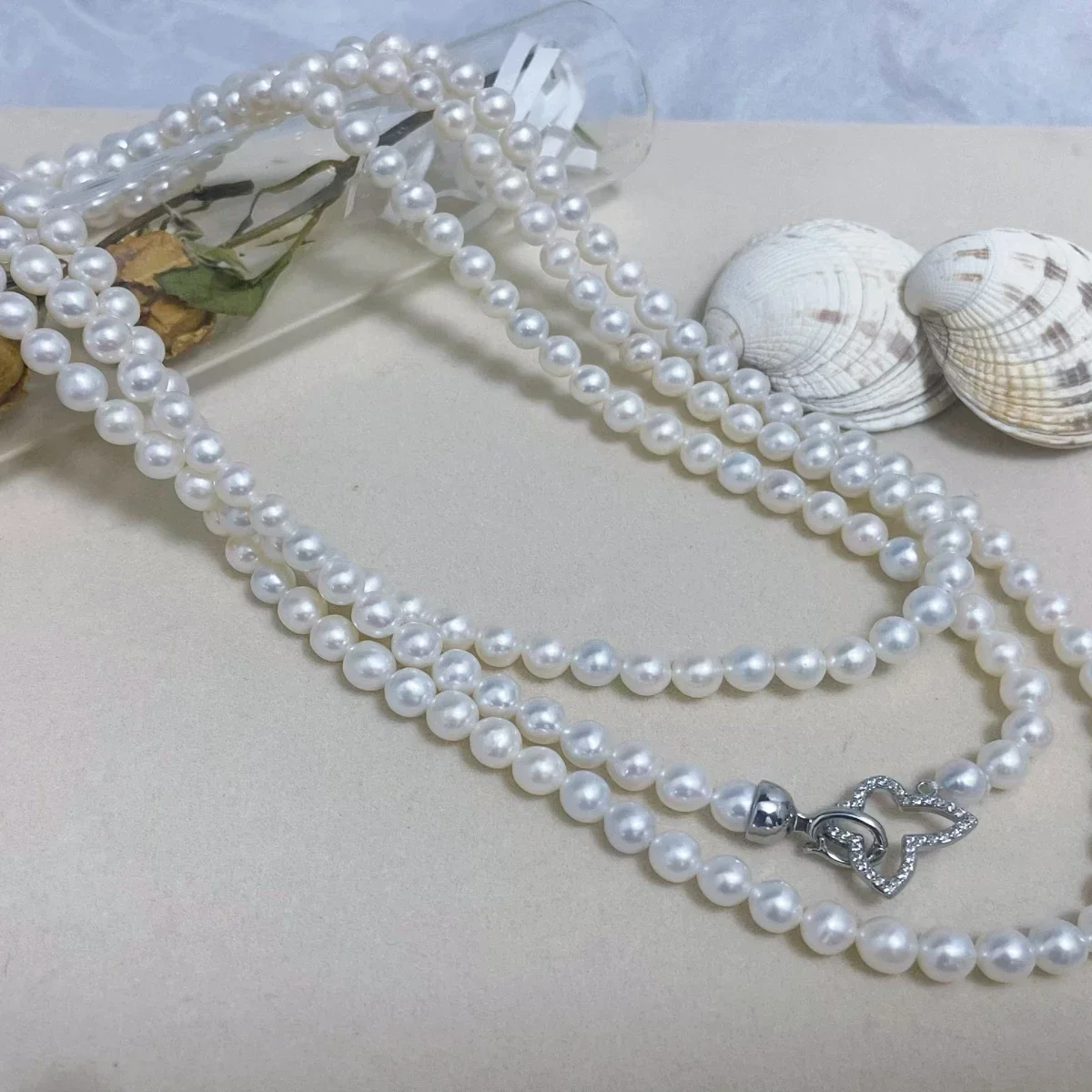 

Натуральное японское белое жемчужное ожерелье AAAA 5-6 мм, 120 см