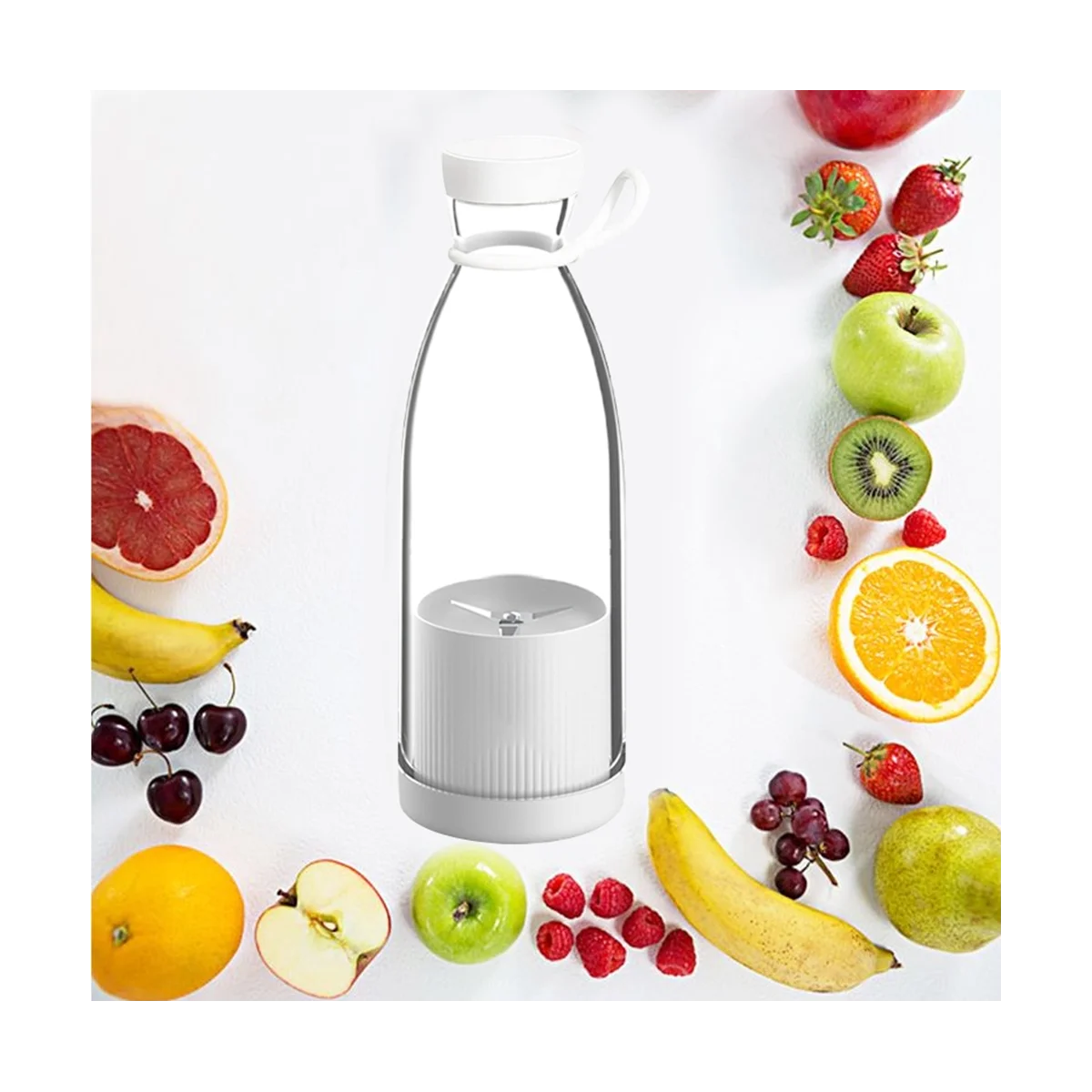 Frullatore portatile da 300ML spremiagrumi elettrici frullatori per frutta frullatore ricaricabile USB Mini frullatore spremiagrumi personale-bianco