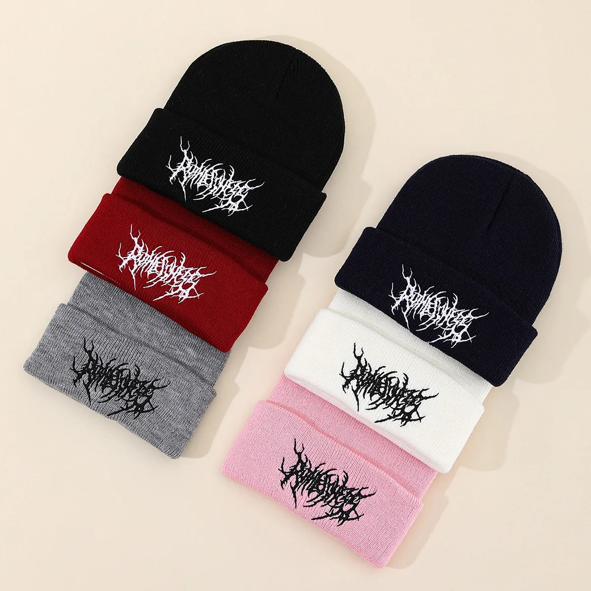 New Skull Knit Hat Unisex Punk Acrylic Beanie Winter Street Gothic Cap for Men Women