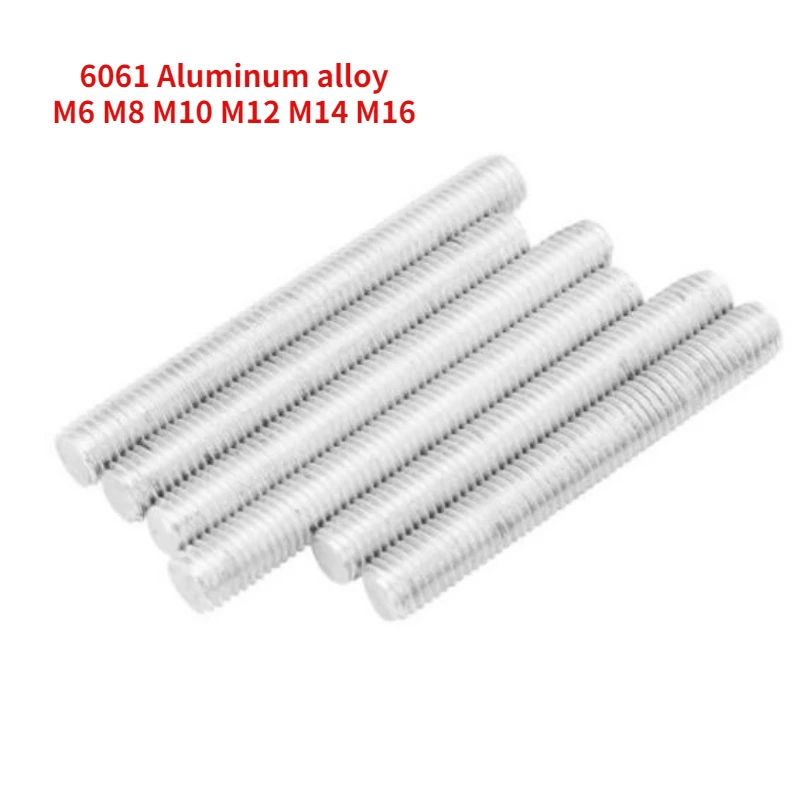 1-10pcs Aluminium 6061 Threaded Rod Full-Thread Bar M6 M8 M10 M12 M14 M16 Double Headed Stud Length 40mm - 150mm