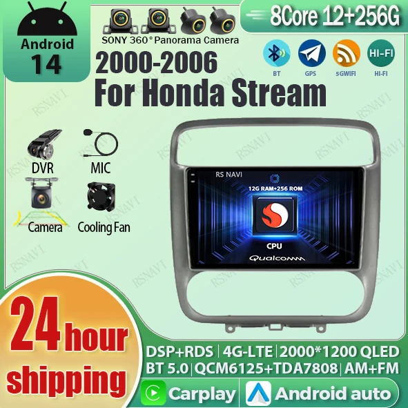

Android 14 wifi+4G Carplay AUTO BT Car Radio For Honda Stream 1 2001-2004 Navigation GPS Video Player Stereo Multimedia BT DSP2