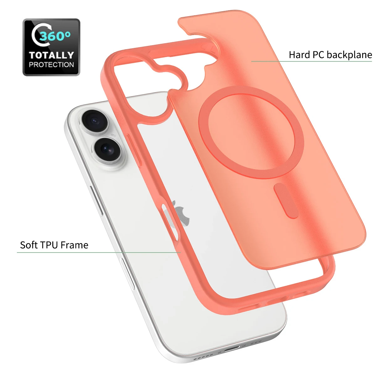 360 °   아이폰 17 프로 맥스 17 에어 17프로용 반투명 마그네틱 맥세이프 폰 케이스 무선 충전 범퍼 커버