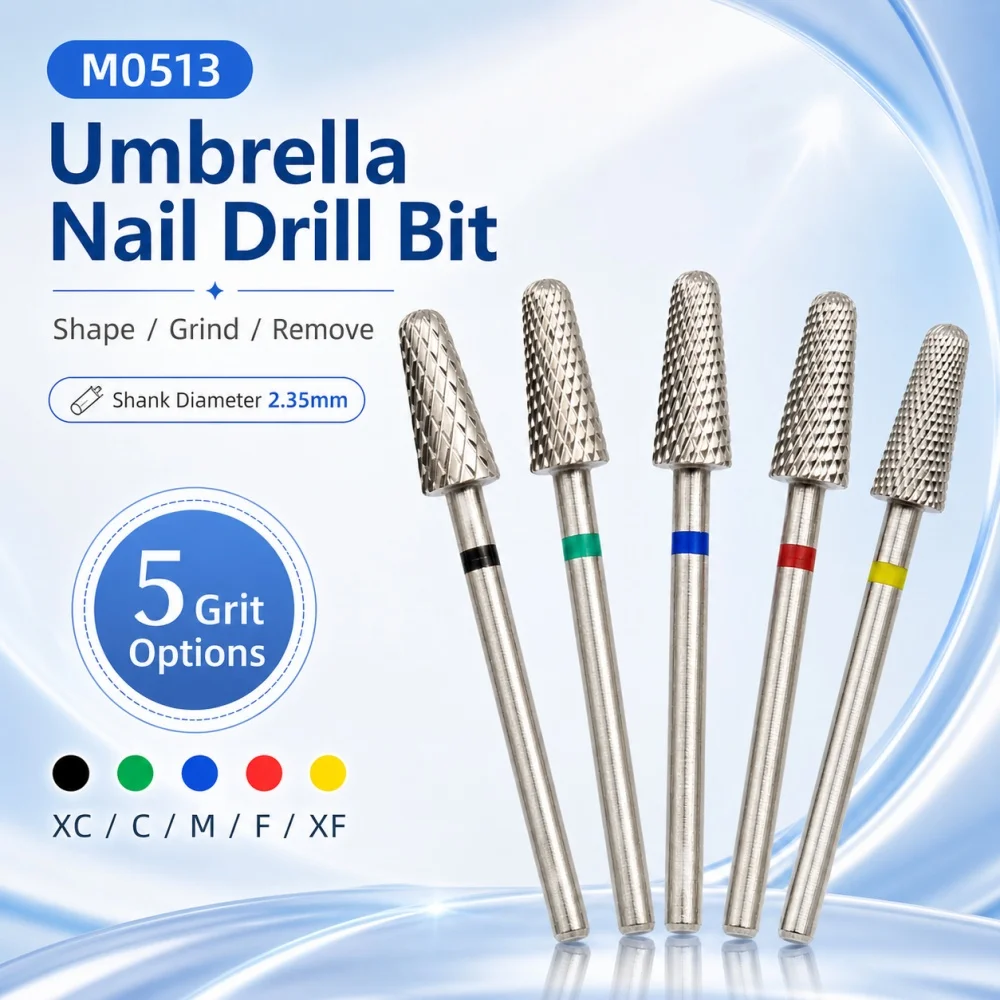 Umbrella-Shaped Alloy Nail Drill Bit – 2.35mm Shank Professional Manicure Pedicure Grinding Head Nail Art Tool