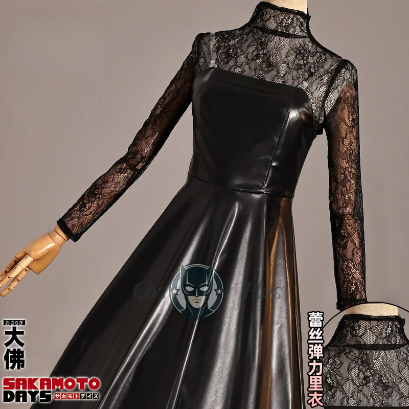 

Осараги Косплей Аниме Сакамото Days Костюм Вечерние Черное Кожаное Кружевное Платье Головные Уборы Носки Сексуальная Женская Униформа Хэллоуин Вечеринка