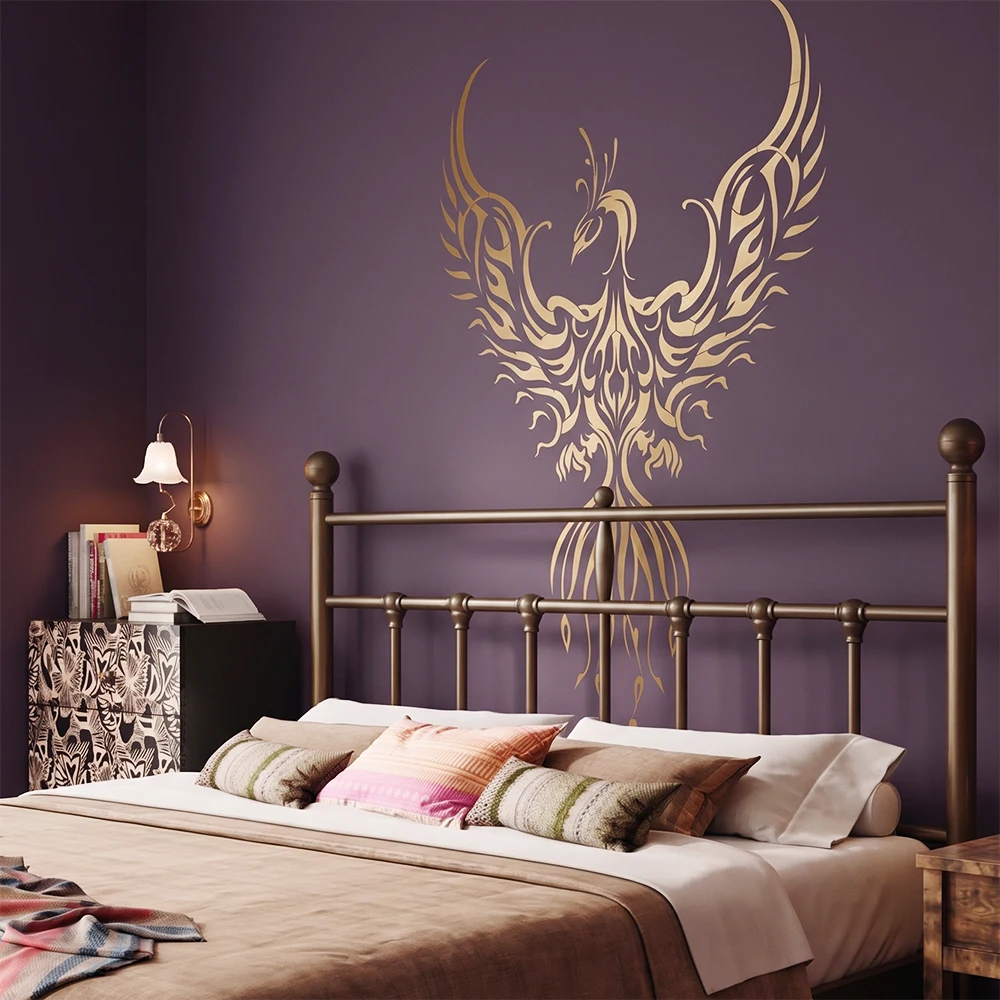 Large Stencil Wall For Painting Decorative 58cm - 117cm Reusable Template To Paint Plaster Custom Brick Rollers Phoenix Totem