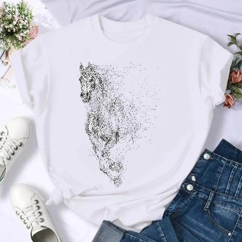 Short Sleeve Butterfly Bow Sweet Flower Fashion Summer Women Print T Shirt Female Casual Top Tshirts Cartoon Graphic Tee T-Shirt