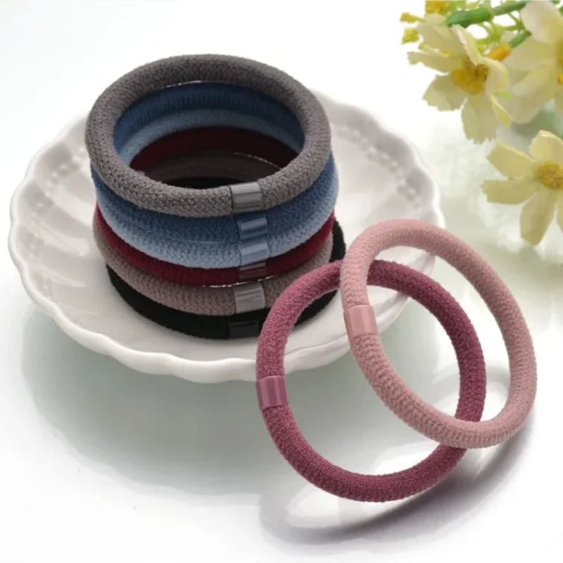 10 teile/los Für Frauen Elastische Haar Bands Einfache Stil HairTie Scrunchies Reine Farbe Hohe Elastische Haar Seil Mädchen Haar Zubehör