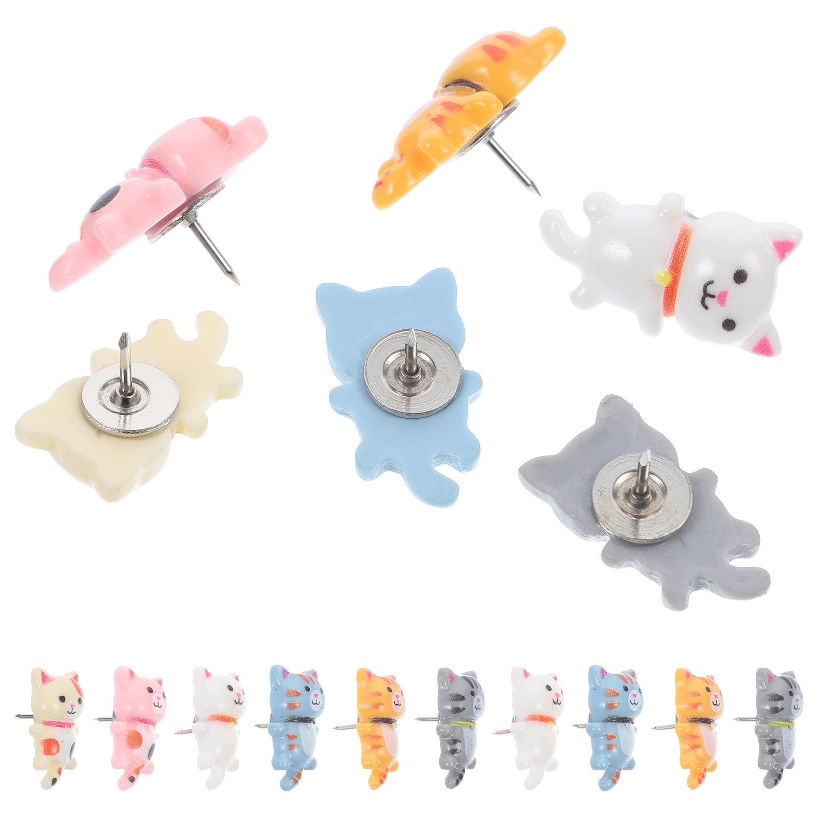 

60pcs Cat Push Pins Thumb Tacks Cute Decorative for Wall Bulletin Board Cork Board Accessories Desk Resin Metal