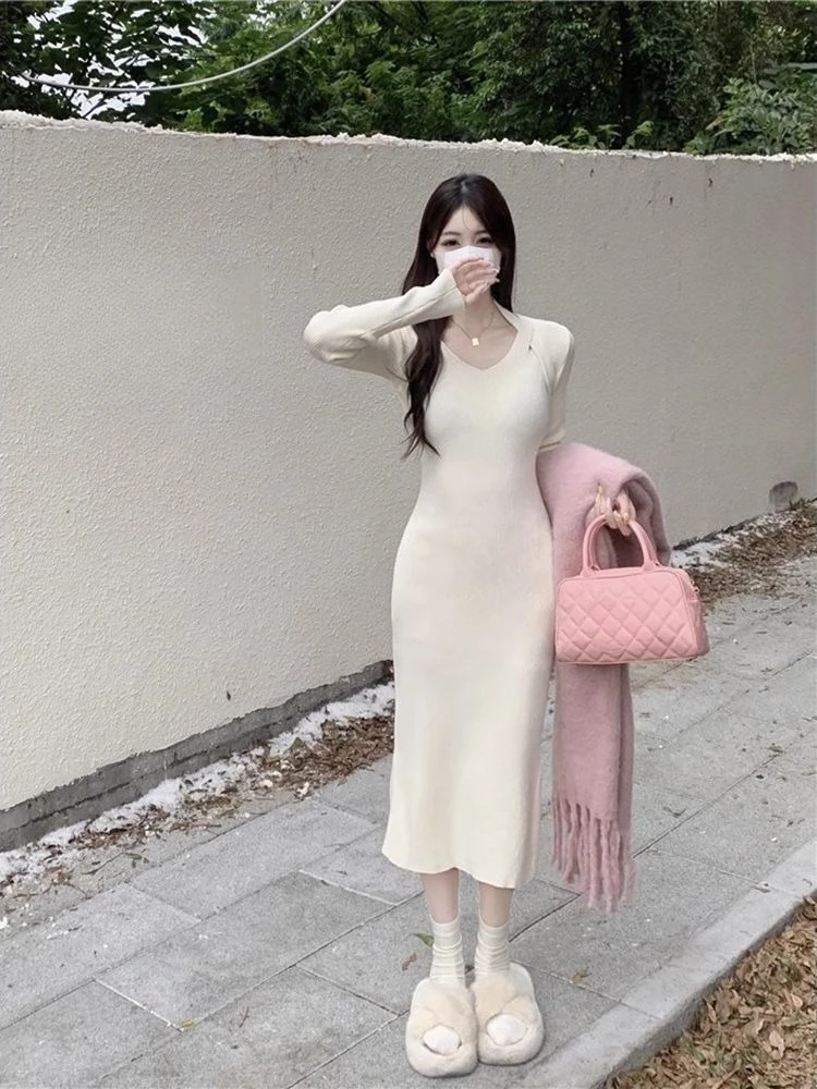 ผู้หญิงชุดถักBodyconฤดูใบไม้ร่วงฤดูหนาวแฟชั่นHarajuku Retroใหม่ในY2kเกาหลีขายหญิงชุดถักแยก