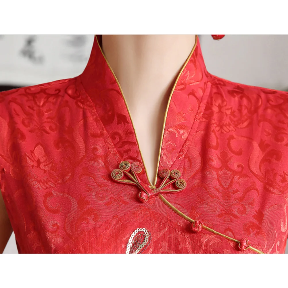 

Китайское свадебное платье Cheongsam с узором Slim Fit S Размер Cheonasam Китайское свадебное платье Cheongsam