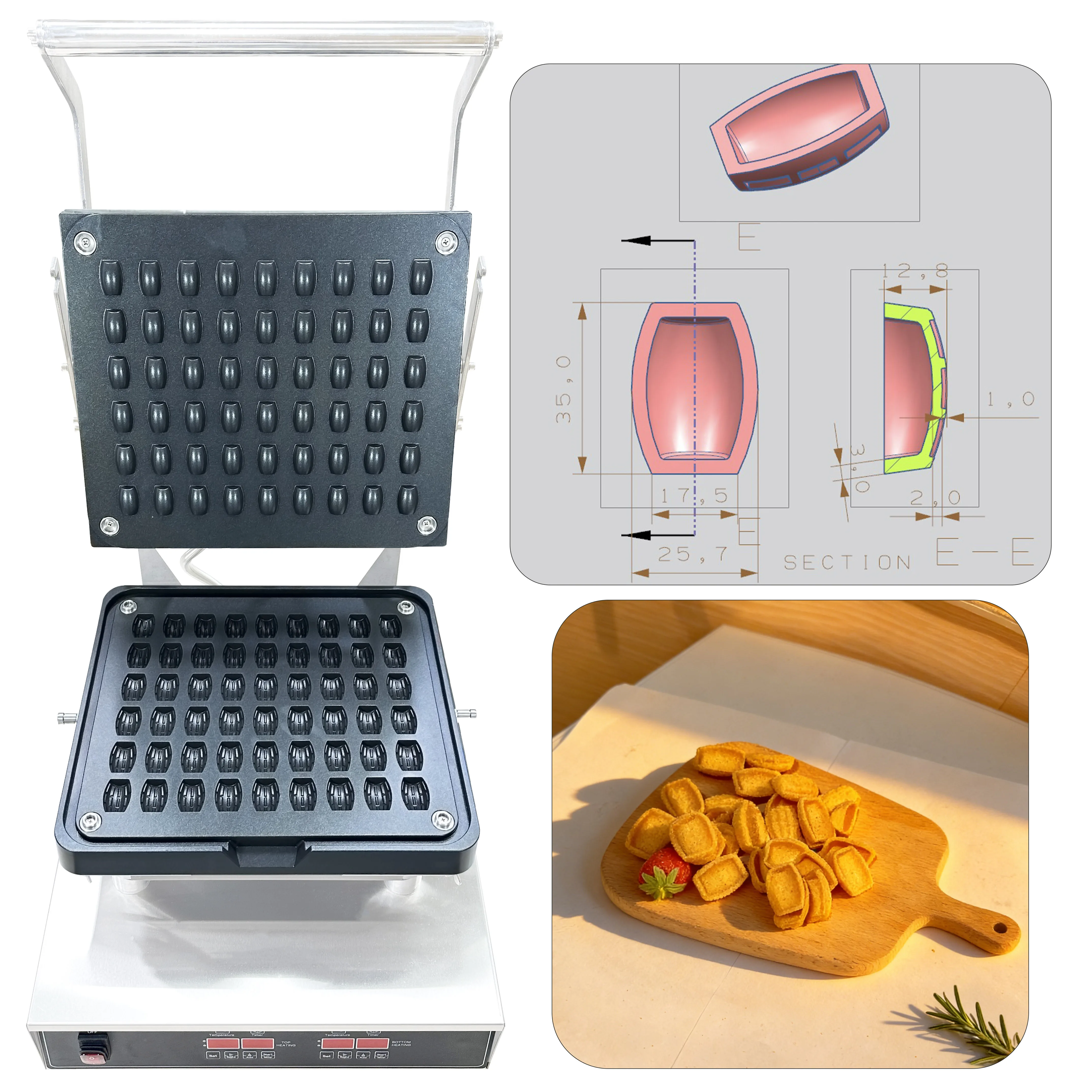 54-Piece Mini Egg Tart Machine Non-Stick Barrel Pastry Tart Tartlet Pie Shell Machine Maker For Ice Cream And Kitchen Use