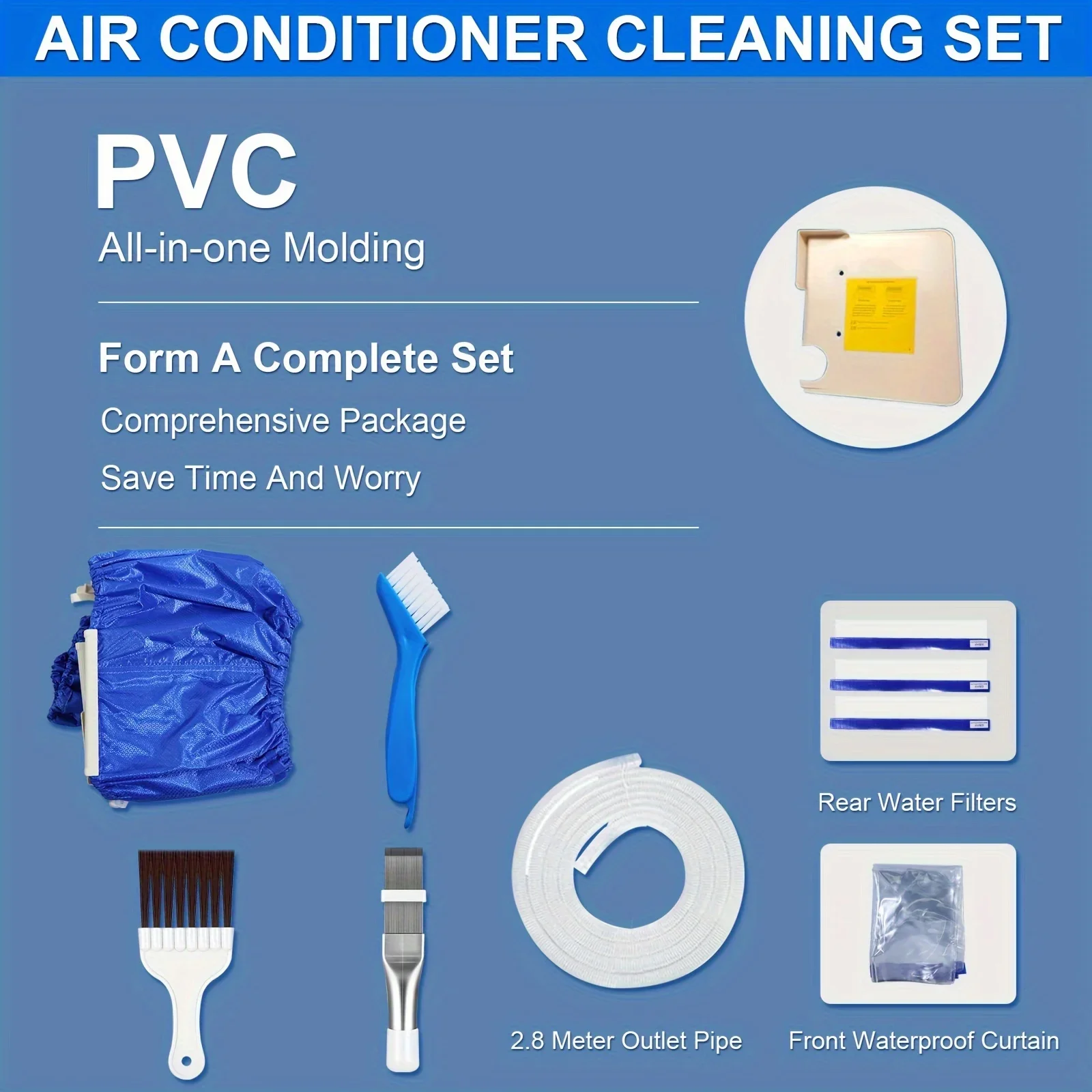 Large 95/130cm Air Conditioner Cleaning Cover Kit Double Thickening Wash Mounted Protective Dust Cleaner Water Bag Support Plate