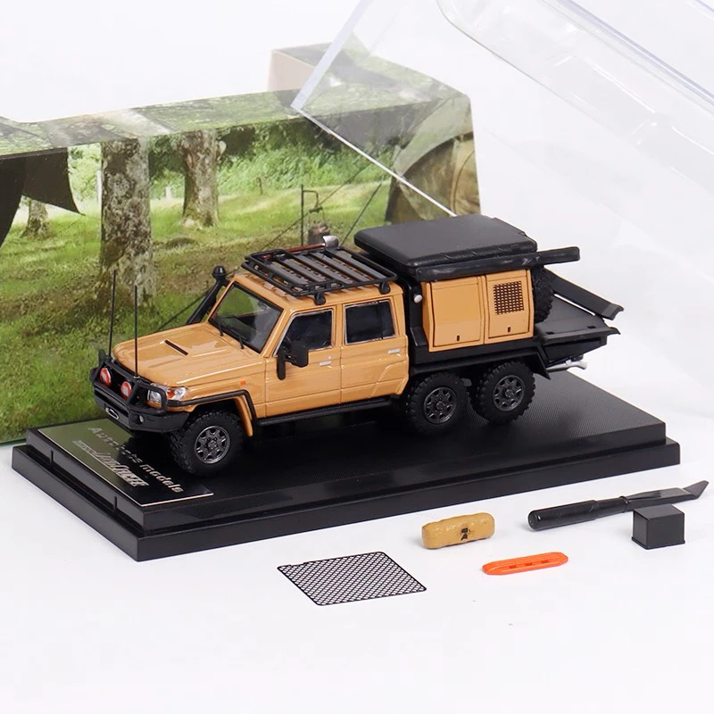 Nuevo modelo de camioneta fundido a presión de aleación 1/64, coche, camión, 3 colores, modificación de acampada, colección de simulación, juguete ornamental
