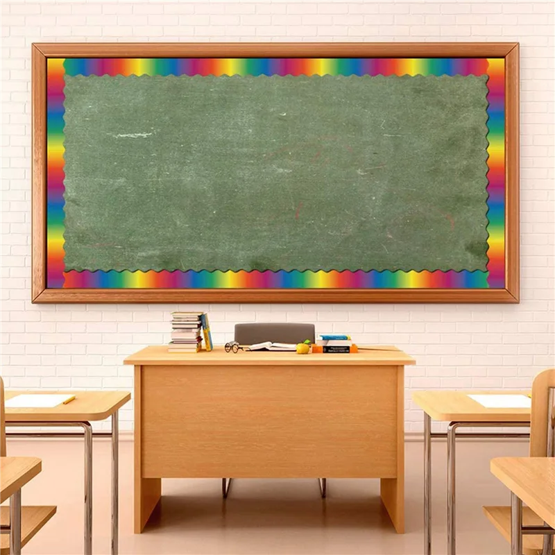 Y43A-3X Rainbow Bulletin Board Stickers Colorful Straight Bulletin Border Trim Border Trim For Classroom Chalkboard