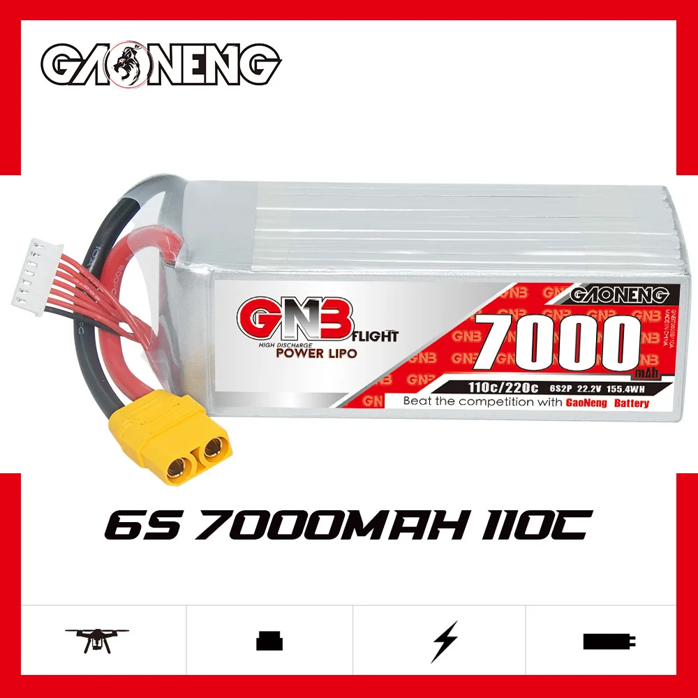 GNB 6S Drone Lipo Battery 5200/6500/7000/8500/9000/11000mAh 110C With XT90S Plug For FPV Drone Airplane Helicopter UAV Battery