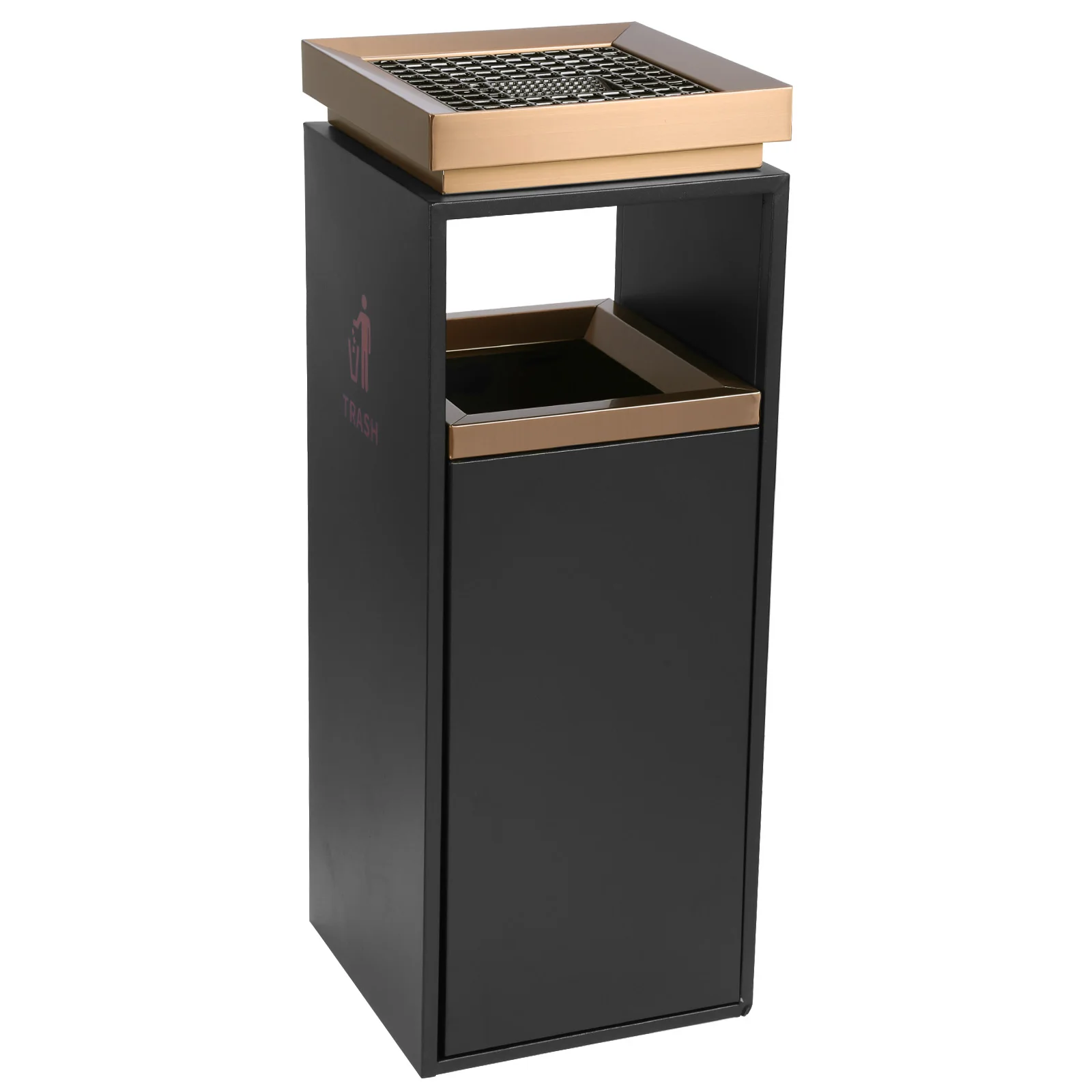 

Stainless Steel Garbage Can with Ashtray/Lid with Removable Inner Bucket 29.53x11.02x11.02in for Office Hotel Lobby Patio