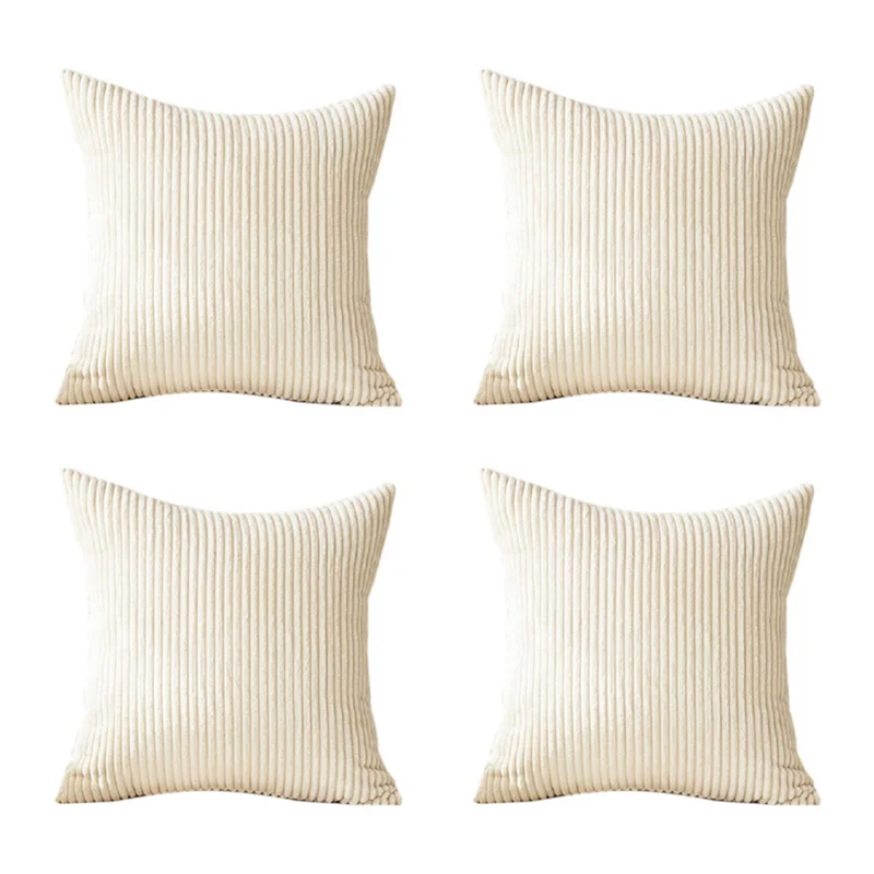VELIF-Set Of 4 Soft Corduroy Modern Design, Mix And Match With Your Home Decor, Pillow Insert Not Included (45 X 45 Cm)