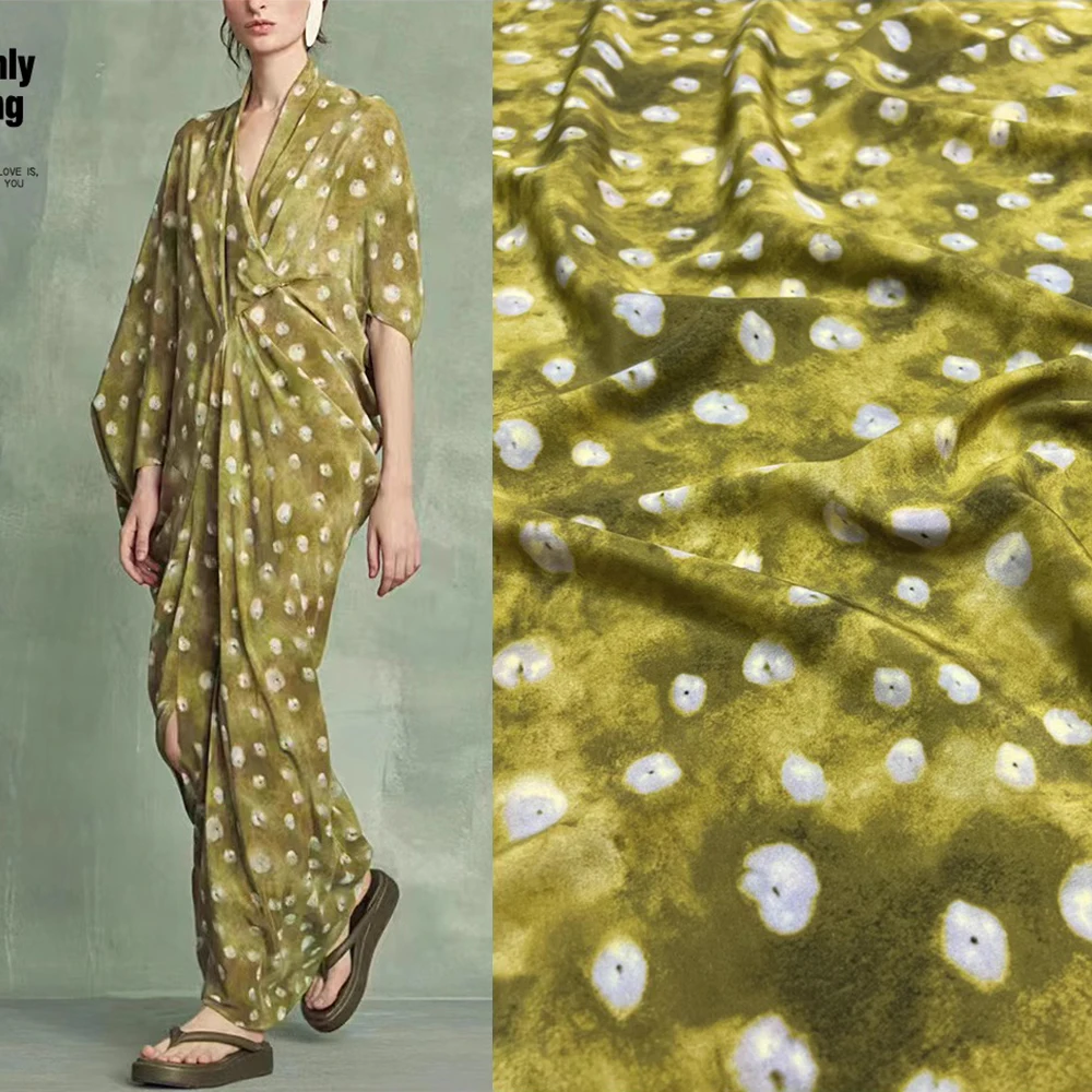 Printed Silk Stretch Crepe Fabric 18momme Width 140cm 100% Pure Silk Crepe High Quality Digital Printing Pattern