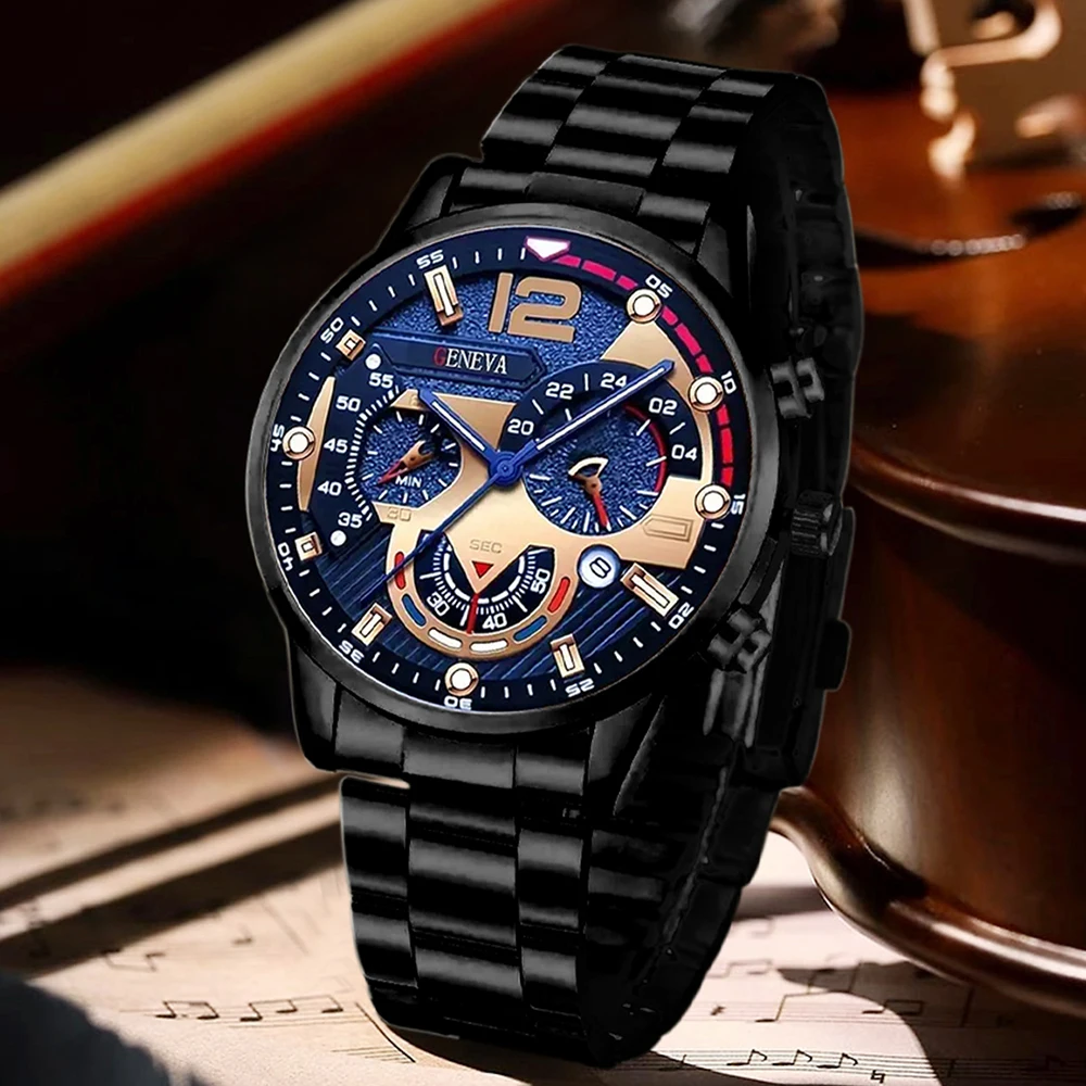 3-teiliges Herrenuhren-Set, Business-Trend, modische klassische Quarzuhr, geeignet für die tägliche Kleidung, passende oder Urlaubsgeschenke