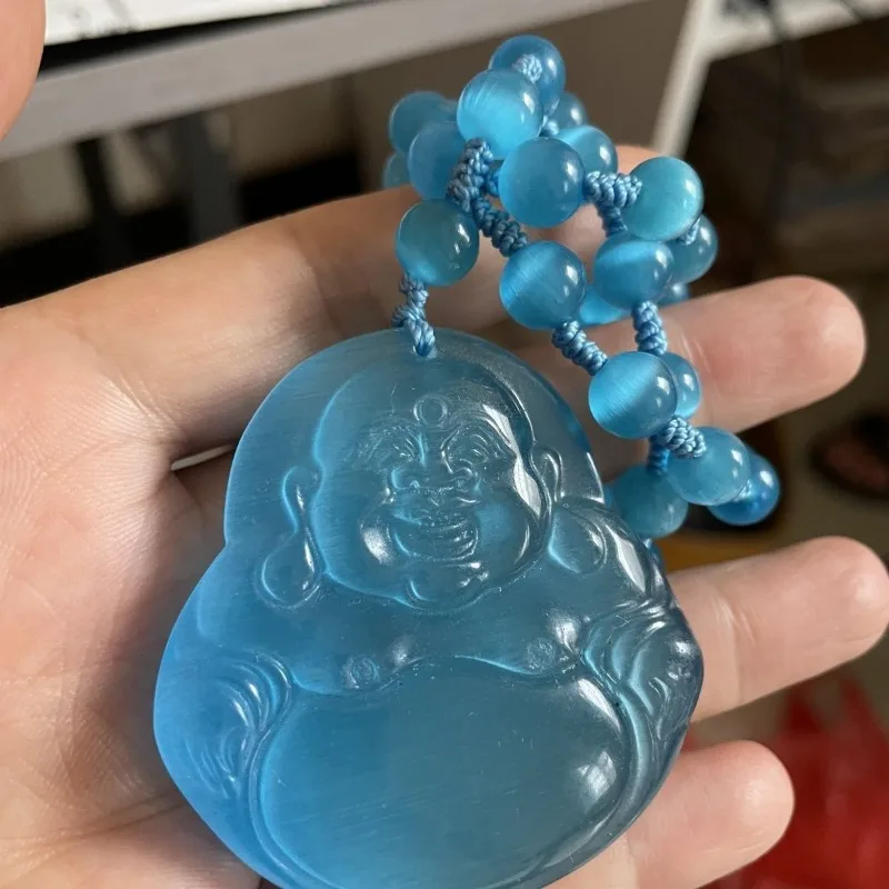 

Crystal Opal Maitreya Buddha Pendant Necklace Men's and Women's Pendant Natural Sweater Chain