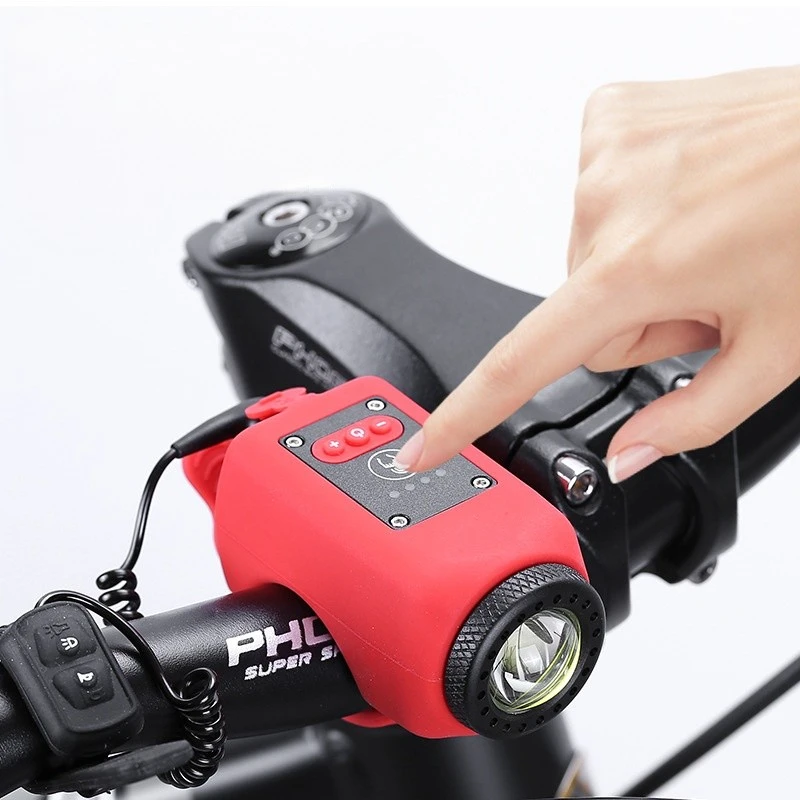 Bike Electronic Loud Horn Safety Electric Handlebar Alarm Ring Bell Anti-Theft USB Mountain Bike Headlight Bicycle Front Light 1