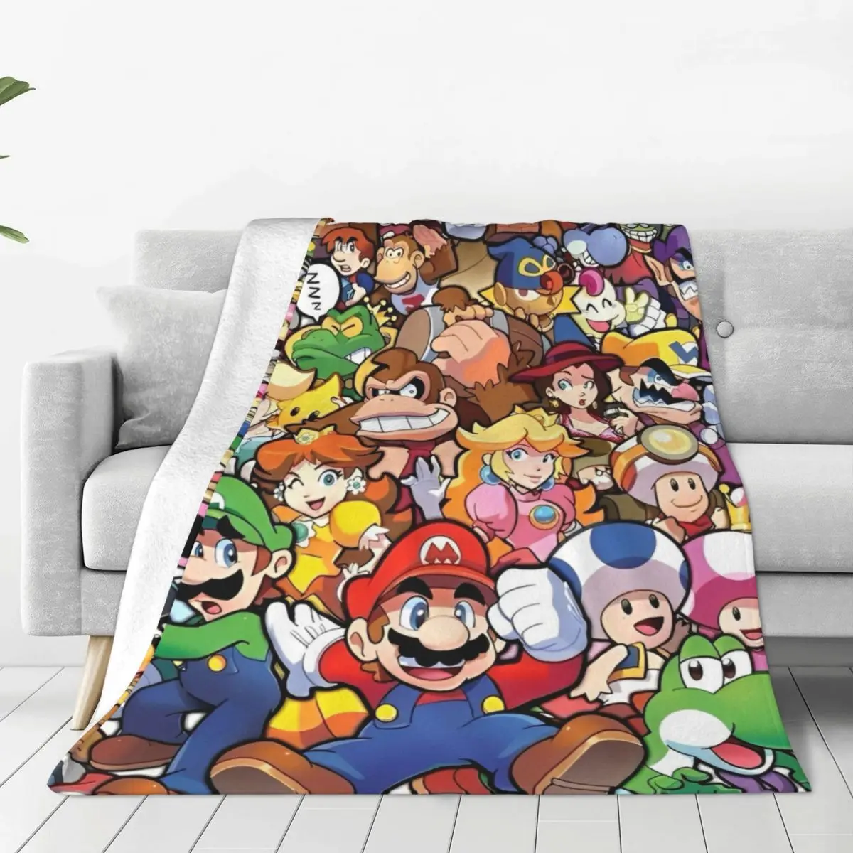 Cartoon M-marioes Soft Warm Blanket Decorative Plush Throw Blanket Funny Home Decor Flannel Bedspread Sofa Bed Cover