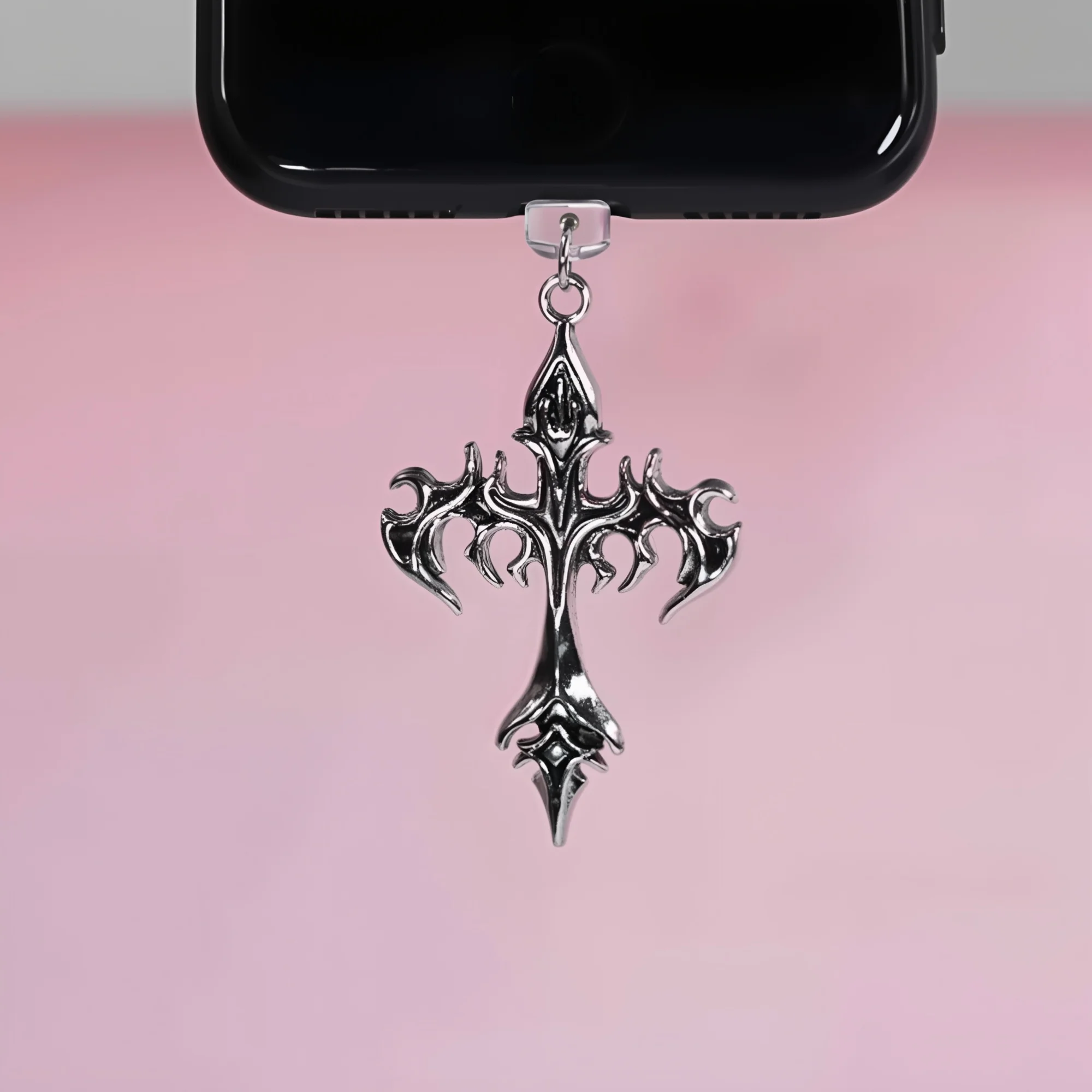 1 قطعة الهاتف المحمول الغبار التوصيل قلادة الحب الصليب و لهب الصليب قلادة هاتف آيفون اكسسوارات الديكور لسامسونج Ty