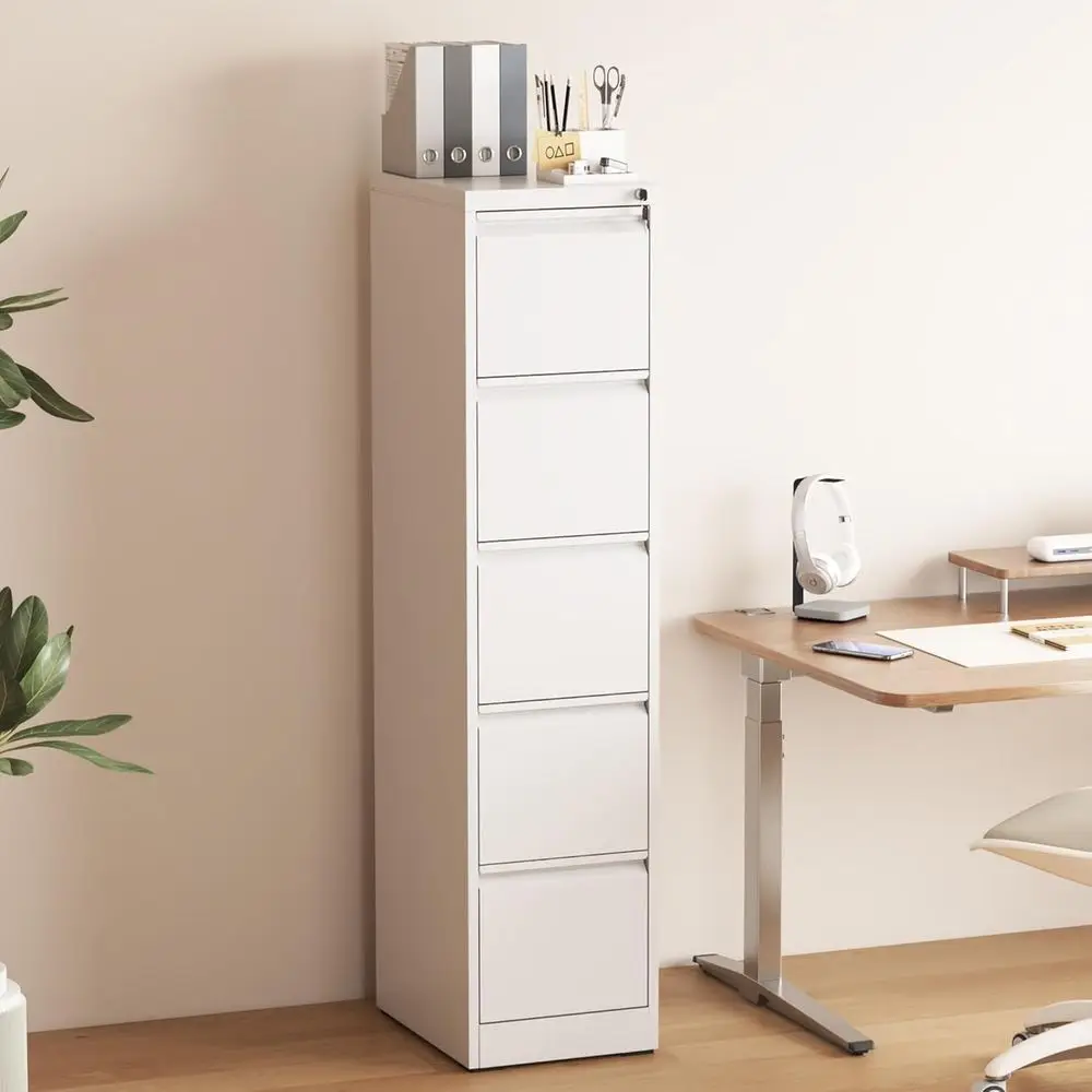 

White Heavy-Duty Metal Storage Cabinet with Lock, Suitable for Letter/Legal/A4 Sizes