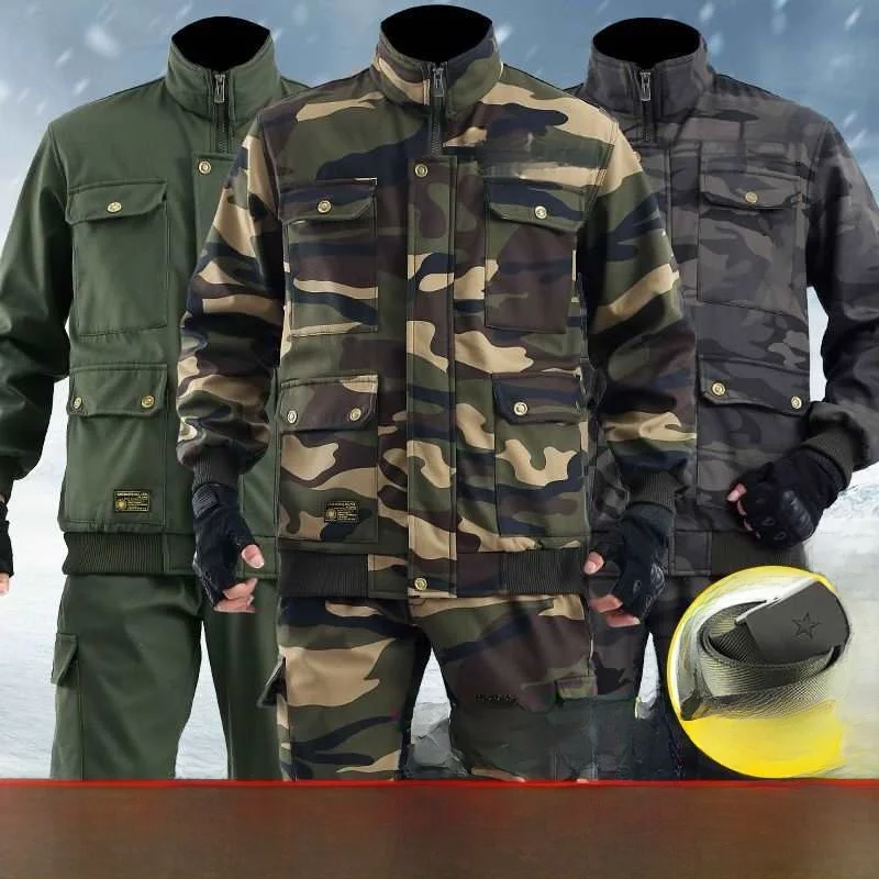 Men's Fce Lined Thi Workwear Set Autumn Winter Windproof  Welding Heat Resistant Wearable Auttive Repair Labo...