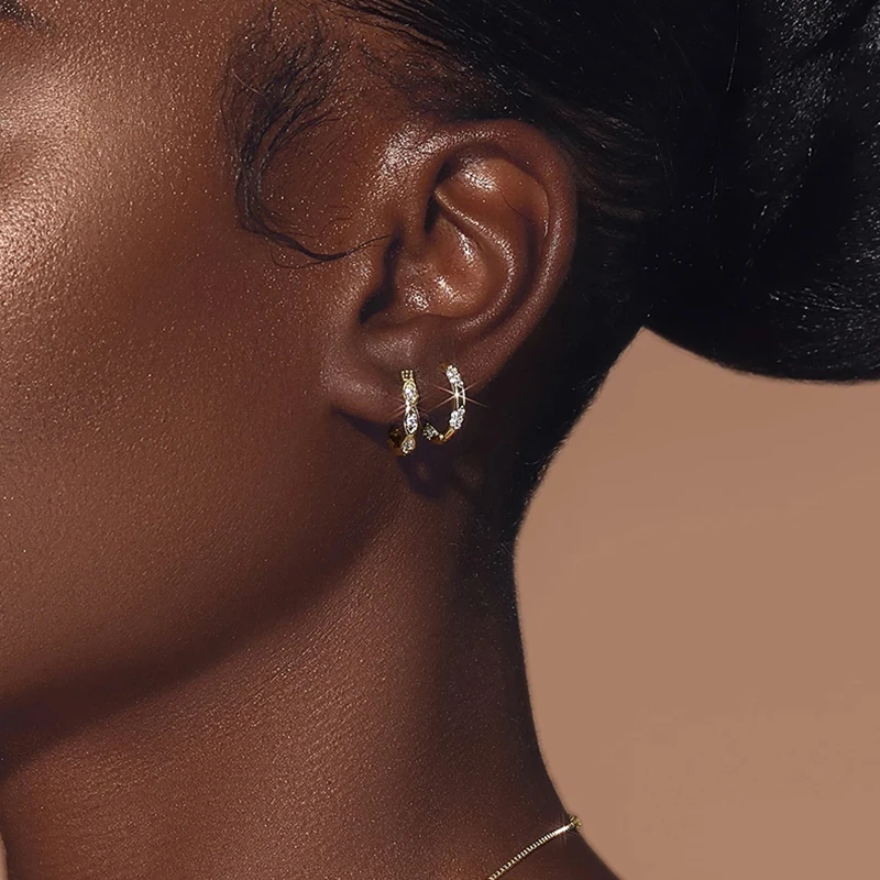 TIANDE Gold Color Snowflake Pattern Hoop Earrings for Women Luxury Zircon Piercing Hoop Earrings 2023 Fashion Jewelry Wholesale