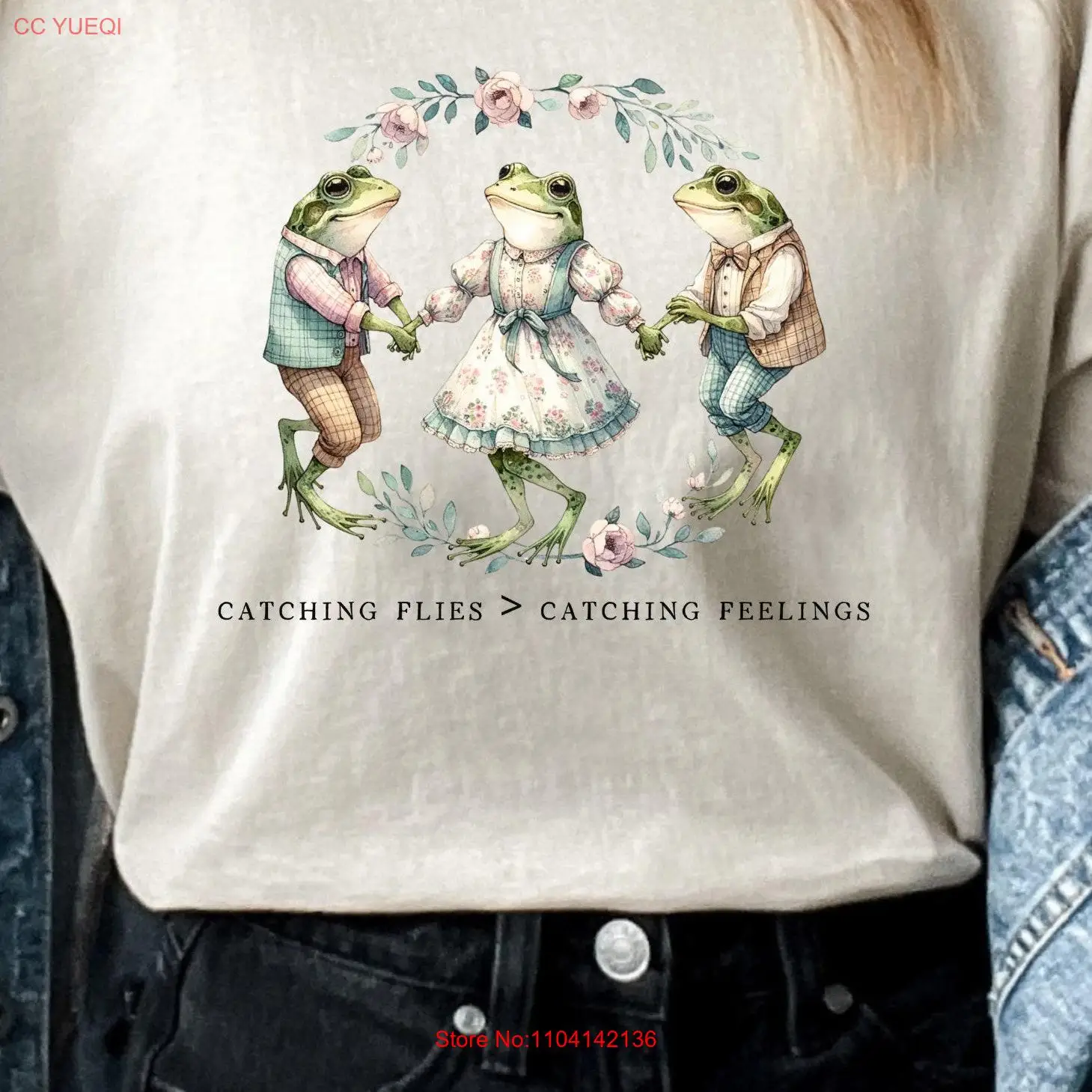 

Cottage Core Frog Catch Flies Not Feelings T Shirt Order Larger for Trendy Look UNISEX sizes Great Anti Valentine's Day Singles