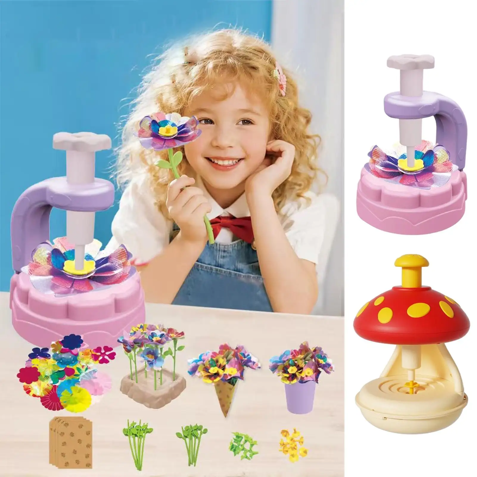 Buquês de flores de tecido, kit de artesanato, buquê de flores de tecido, kit de artesanato, aprendizagem educacional, atividade artística para 4-8 anos de idade