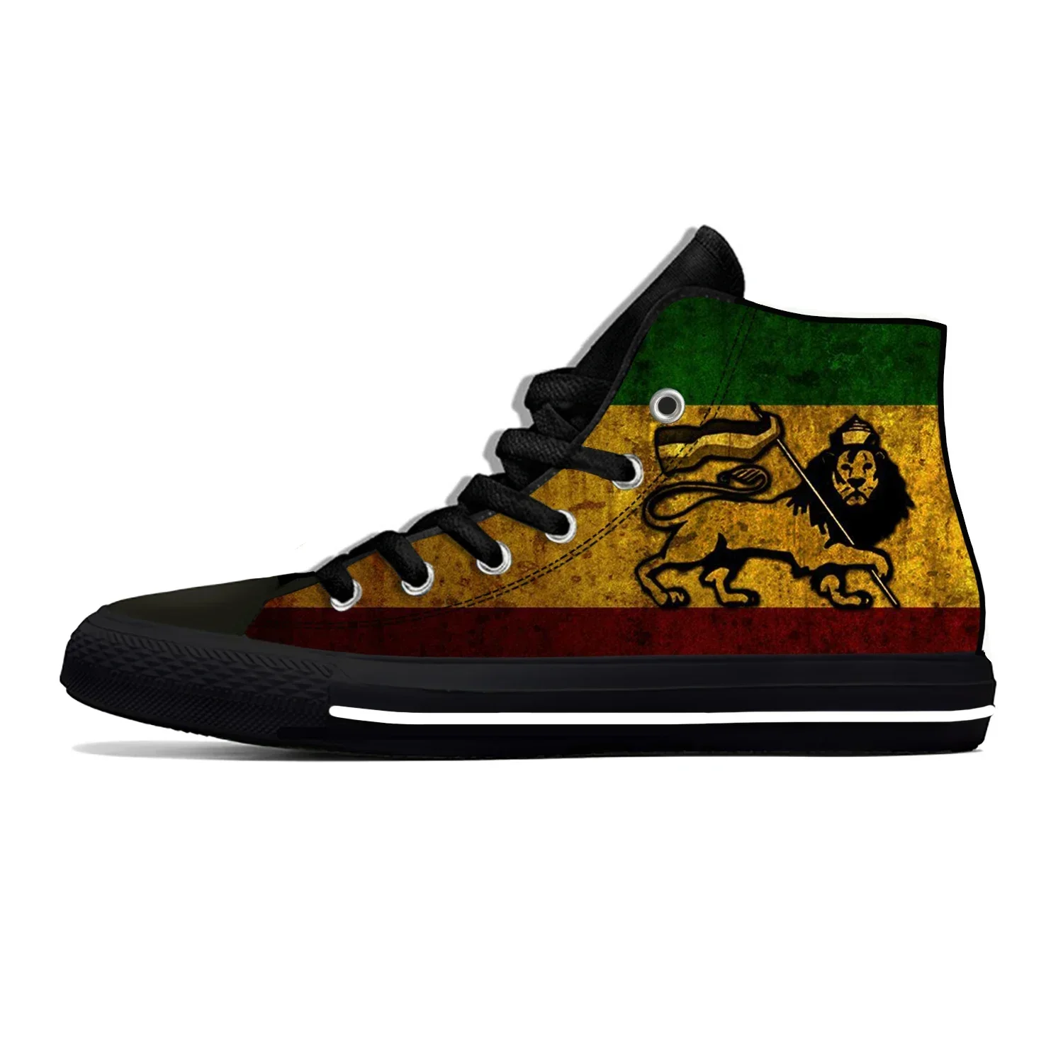 Flaga Etiopii Lew Judy Reggae Rasta Fashion Casual Cloth Shoes High Top Lekkie, oddychające trampki męskie i damskie z nadrukiem 3D