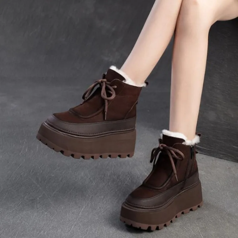 

Women's Retro Winter Snow Boots Thick Cotton Lined Comfortable Short Casual Boots Warm Thick Fleece Lined Women's Ankle Boots