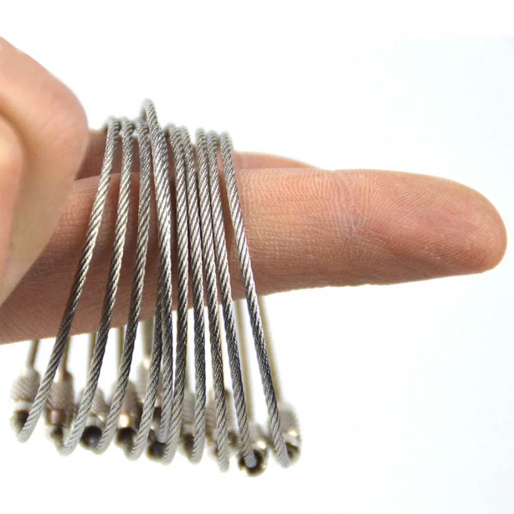 

10PCS 15CM Outdoor Tools EDC Tactical Gear For Camping Tools Multi Keychain Kit Stainless Steel Wire Rope Key Ring Tourism Chain