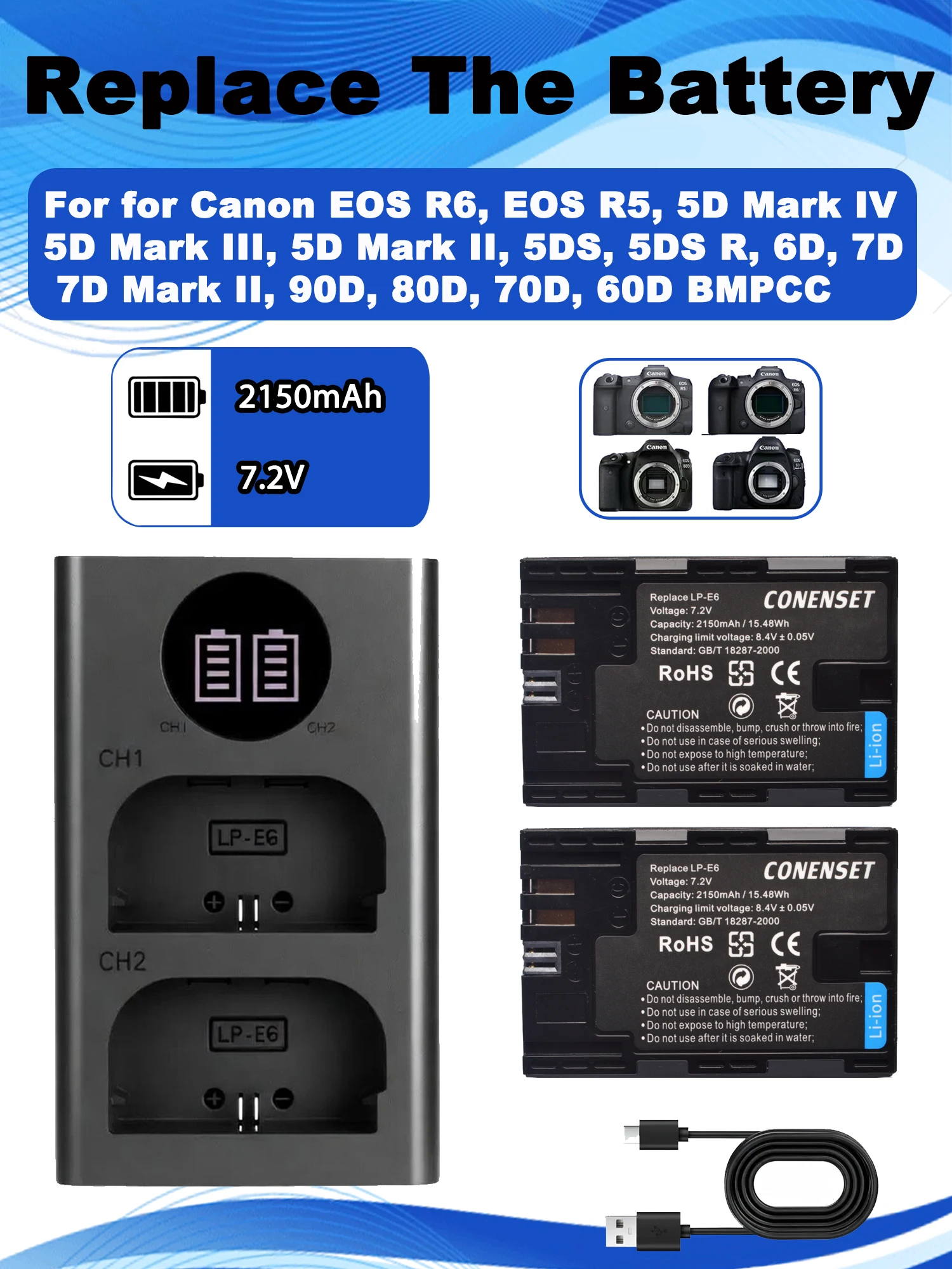 2150Mah LP-E6N Batt…
