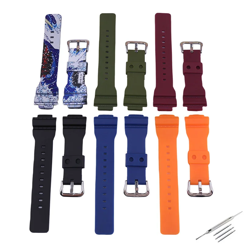 16 мм мужской полимерный ремешок для часов, аксессуары, совместимые с Casio GBA-800 GBD-800, женский резиновый спортивный браслет с пряжкой