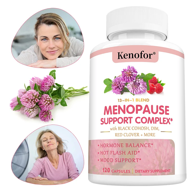 Kenofor Cápsulas de suplemento de menopausia femenina, mejoran el estado de ánimo, apoyan la gestión del peso, aumentan el metabolismo, antioxidante