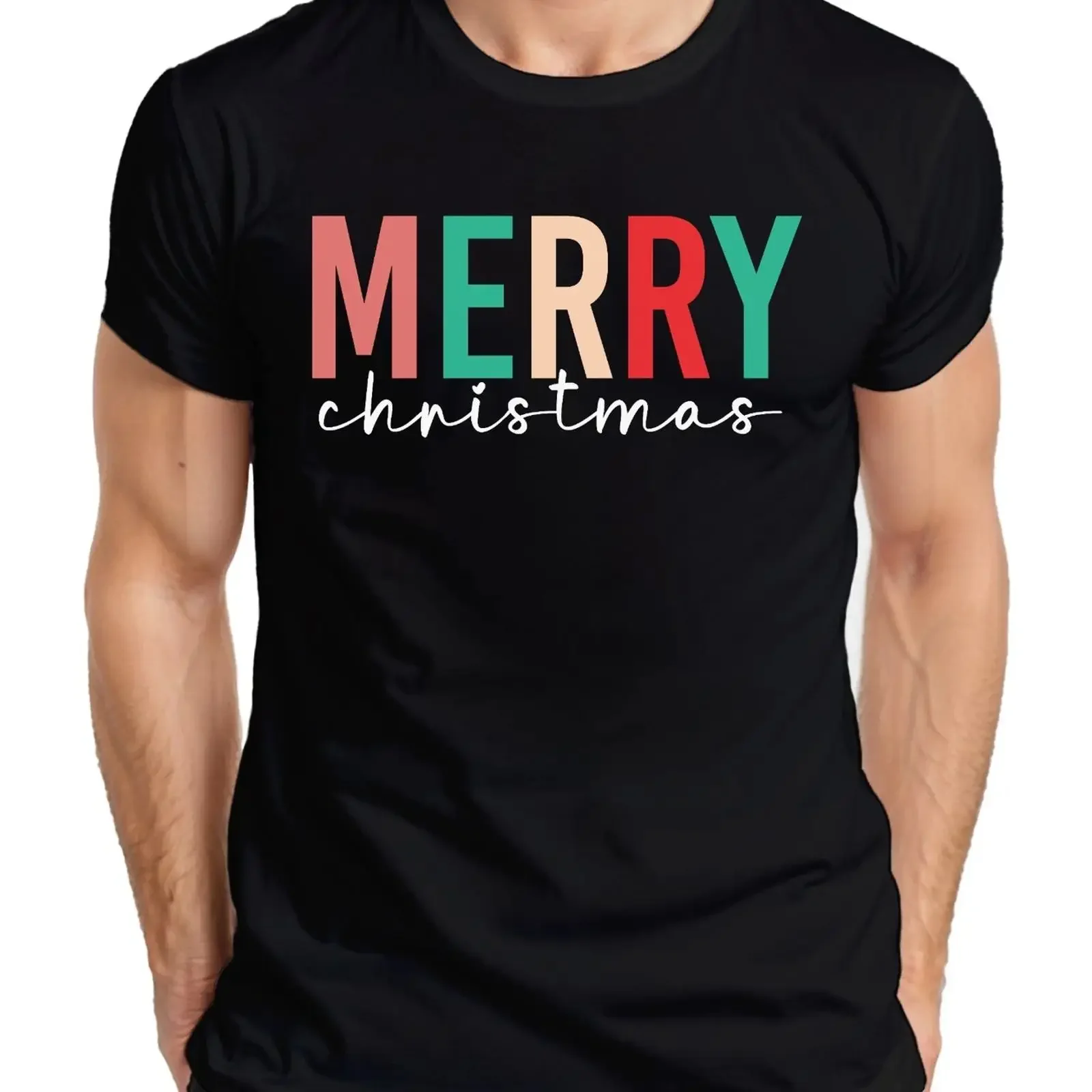 Merry Christmas message gift men's T shirt vintage Washed homme Soft streetwear fashion Unisex Stylish Comfortable graphic