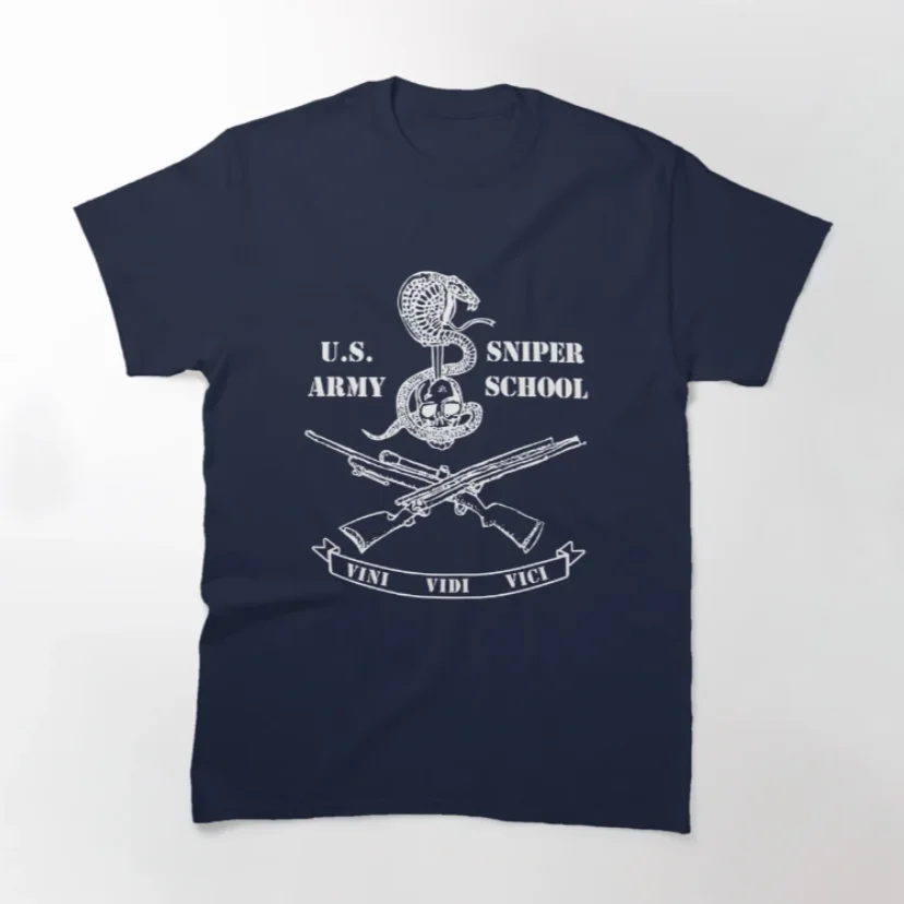 US Army Sniper School Vini Vidi Vici T-Shirt 100% Cotton O-Neck Summer Short Sleeve Casual Mens T-shirt Size S-3XL