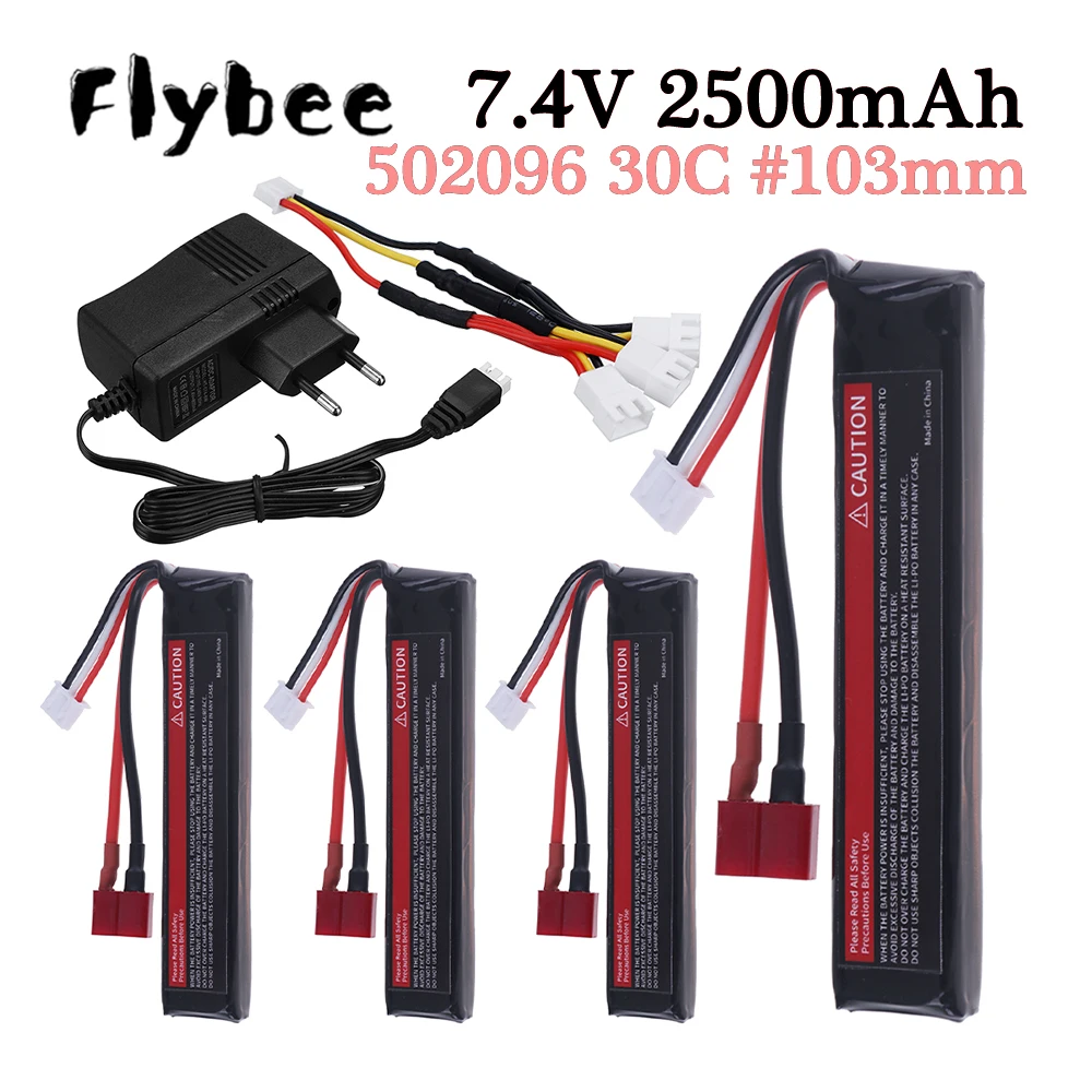 

Upgraded Water Gun Lipo Battery 7.4V 2500mAh For AKKU Mini Airsoft BB Air Pistol Electric Toys RC Parts 2s 7.4v Battery T plug