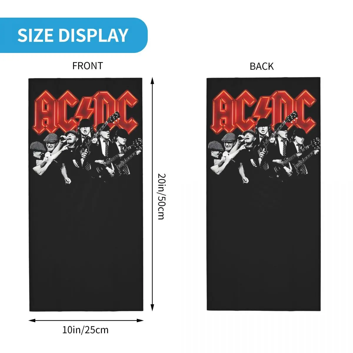 Rock Band AC DC Bandana Neck Cover Printed Wrap Scarf Warm Balaclava Running For Men Women Adult Washable