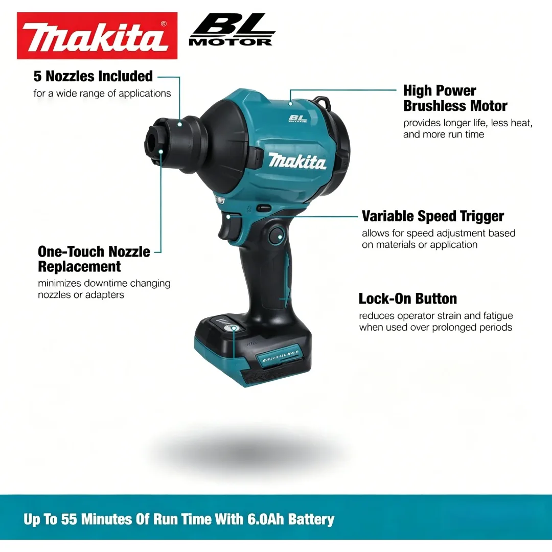 

Makita DAS180Z 18V Li-ion LXT Dust Blower Air Blower For Car Detailing And Workshop Dust Cleaning High Power Quiet Operation