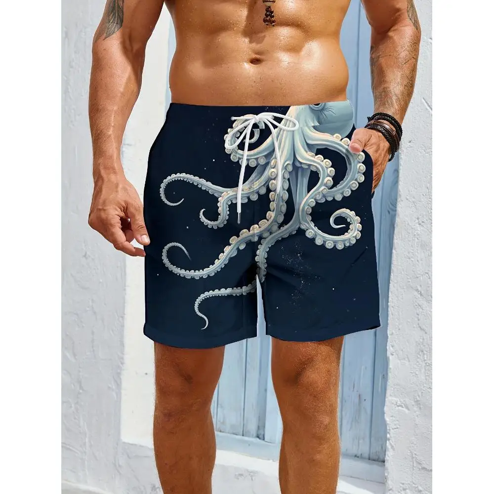 1pcs Men's Short swim trunks2026 Summer 3D Printed Short sleeve Breathable Men sweatpants Quick drying running Polyester