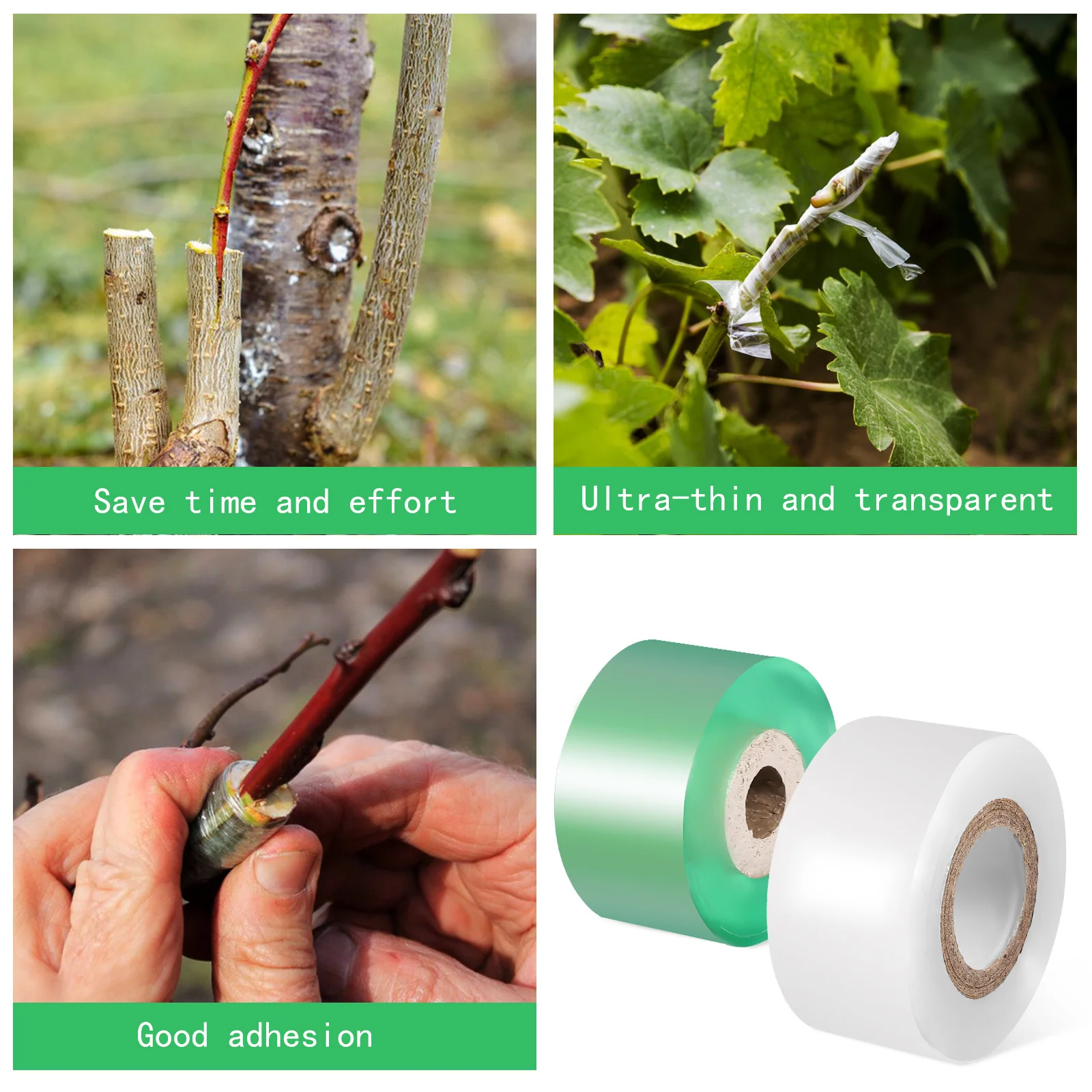 

2 Rolls Fruit Tree Grafting Film Self-Healing Adhesive Tape for Plant Wound Protection Garden Nursery Bud Grafting Supplies