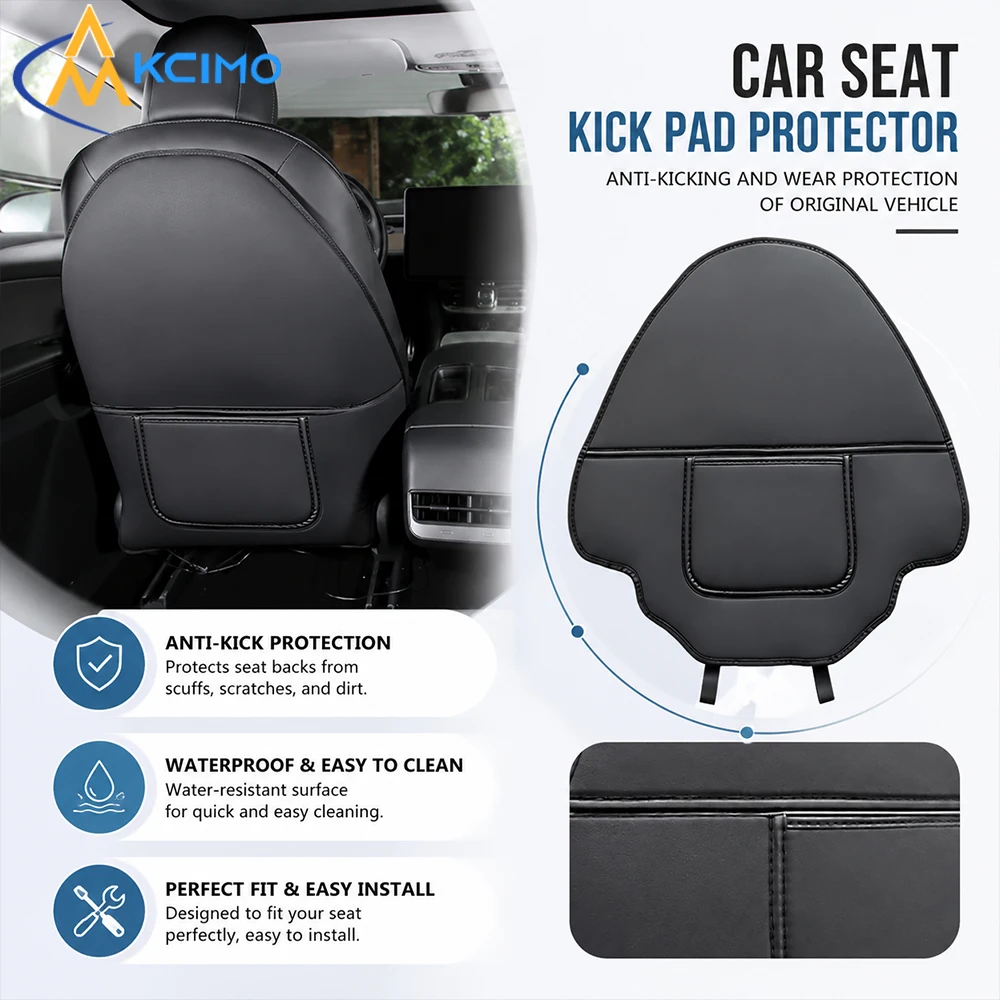 for Tesla Model 3/Y Seat Back Organizer Anti-Kick Mat with Storage Pocket - Protects Original Seats from Scuffs Dirt & Scratches