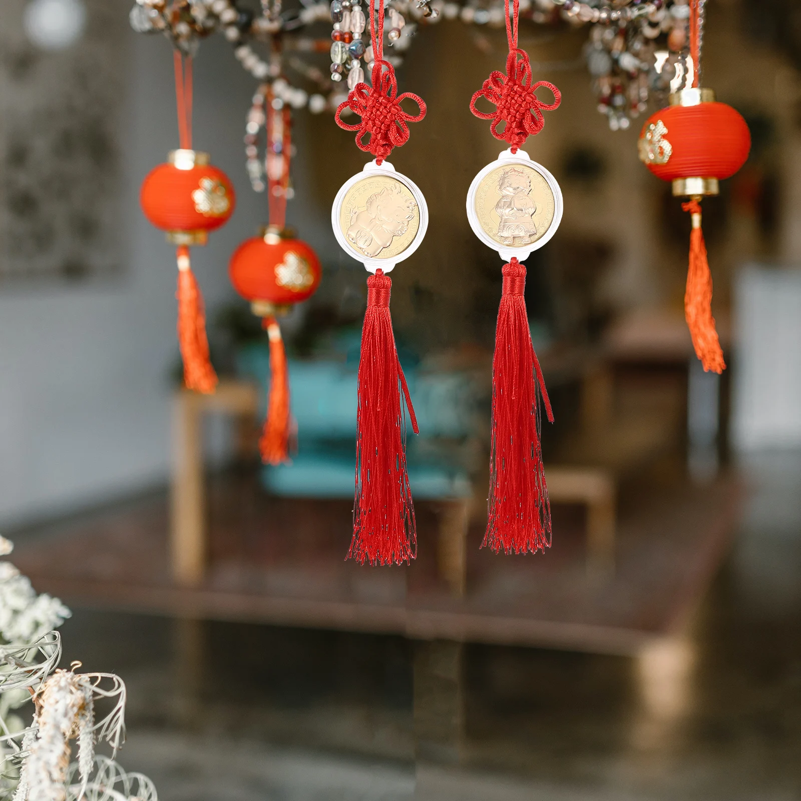 

6 Pcs Dragon Year Decor Red Chinese Knot Car Home Tree Door Festival Supplies New Year Pendant Spring Celebration Jewelry