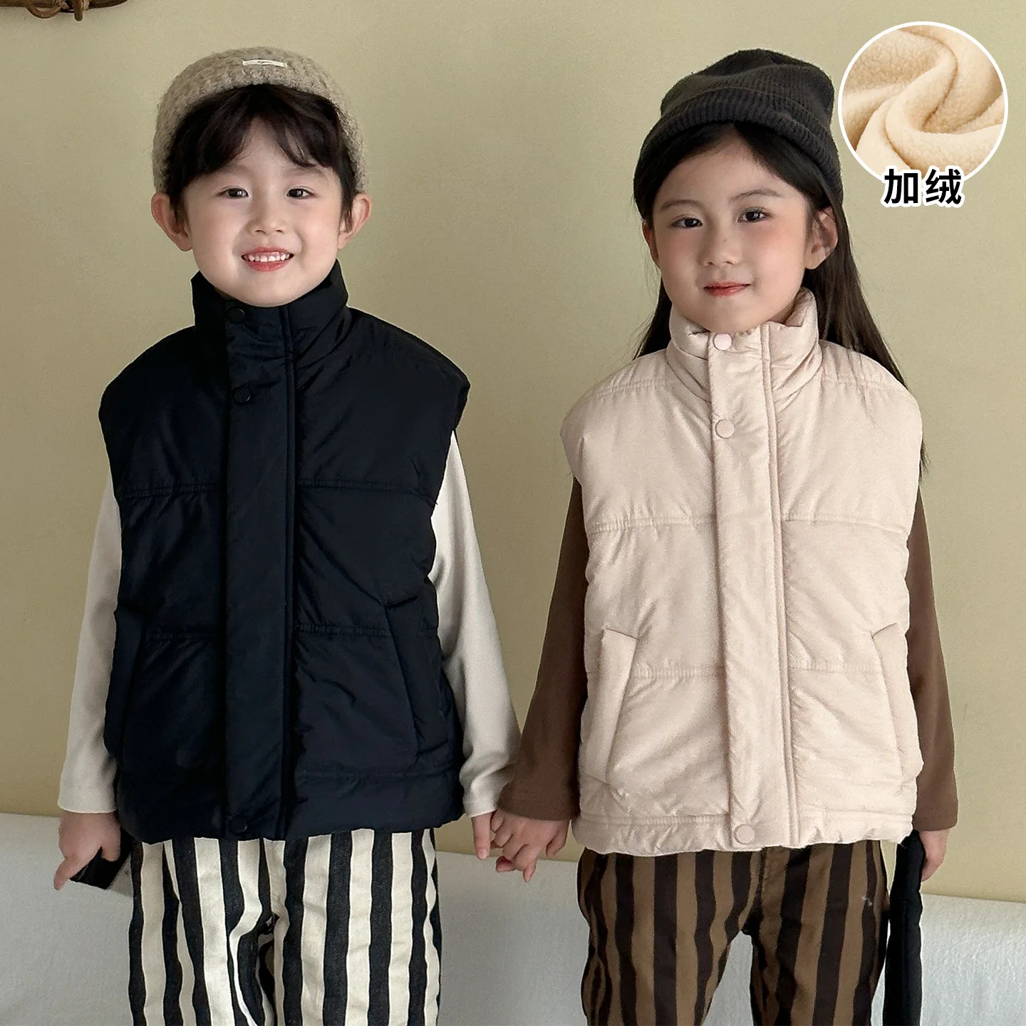 

Children's Padded Vest Boys and Girls Fleece Thickened Autumn and Winter Vest 2025 New Winter Baby Vest Jacket