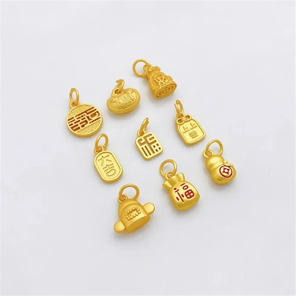 Colgante de sombrero de lingote de dinero de cobre y oro antiguo, Material pequeño hecho a mano para collar y pulsera Diy