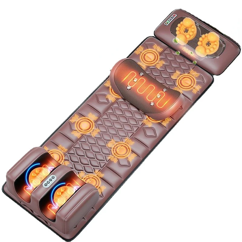 Moxibustion Magnet Therapy Vibrating Kneading Mat Electric Massage Mattress for Neck Back Foot Full Body Pain Relief Relaxation